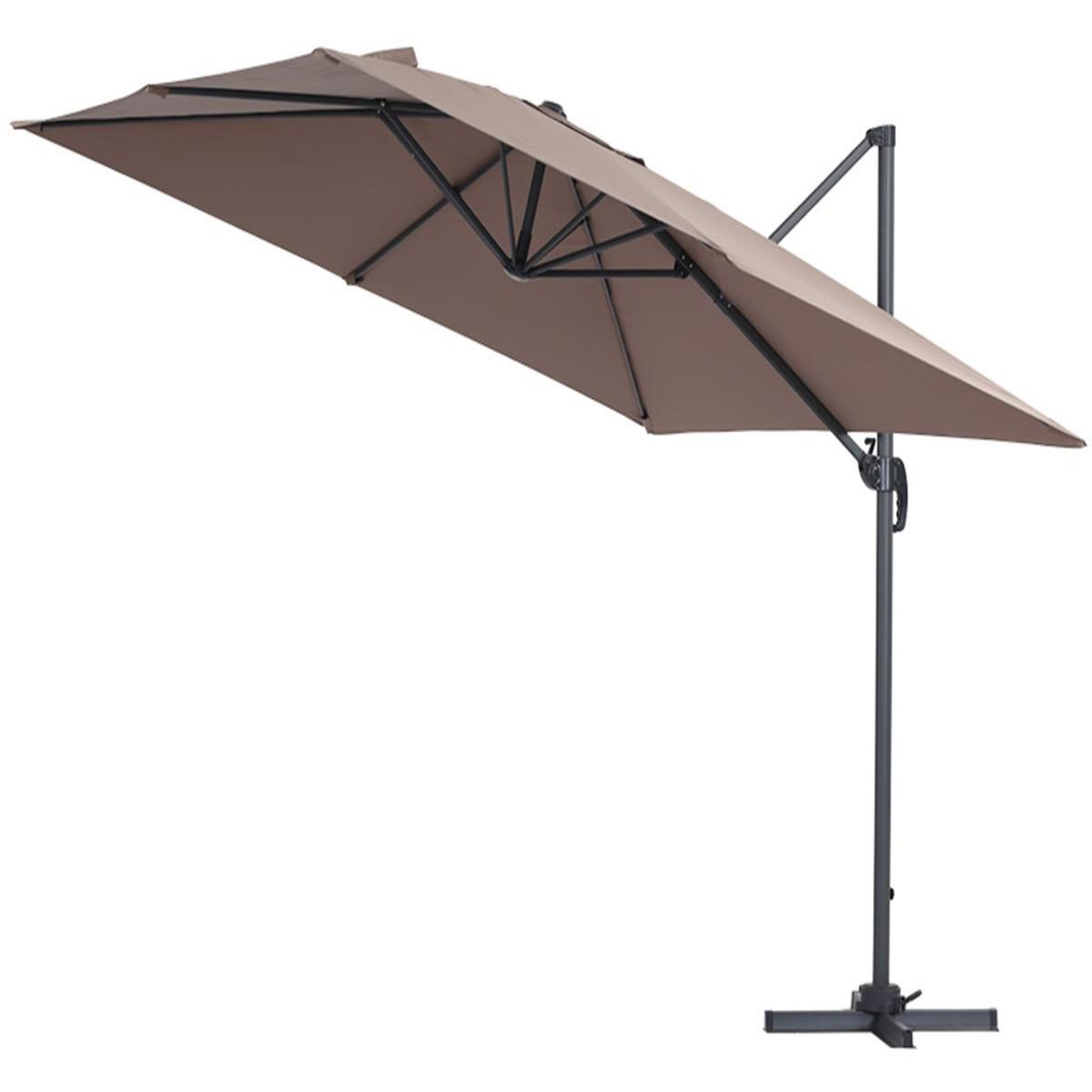 Voir la diapositive 2 : Habitat et Jardin Parasol jardin déporté alu  sun 3  - carré - 3 x 3 m - taupe - dalles incluses