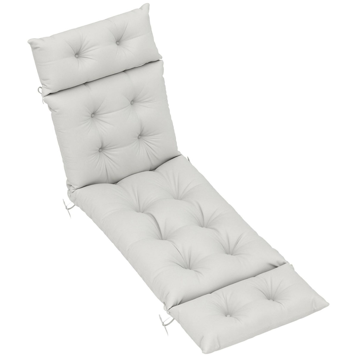 OUTSUNNY Matelas bain de soleil style Chesterfield - matelas de transat - coussin de chaise longue - tissu gris clair