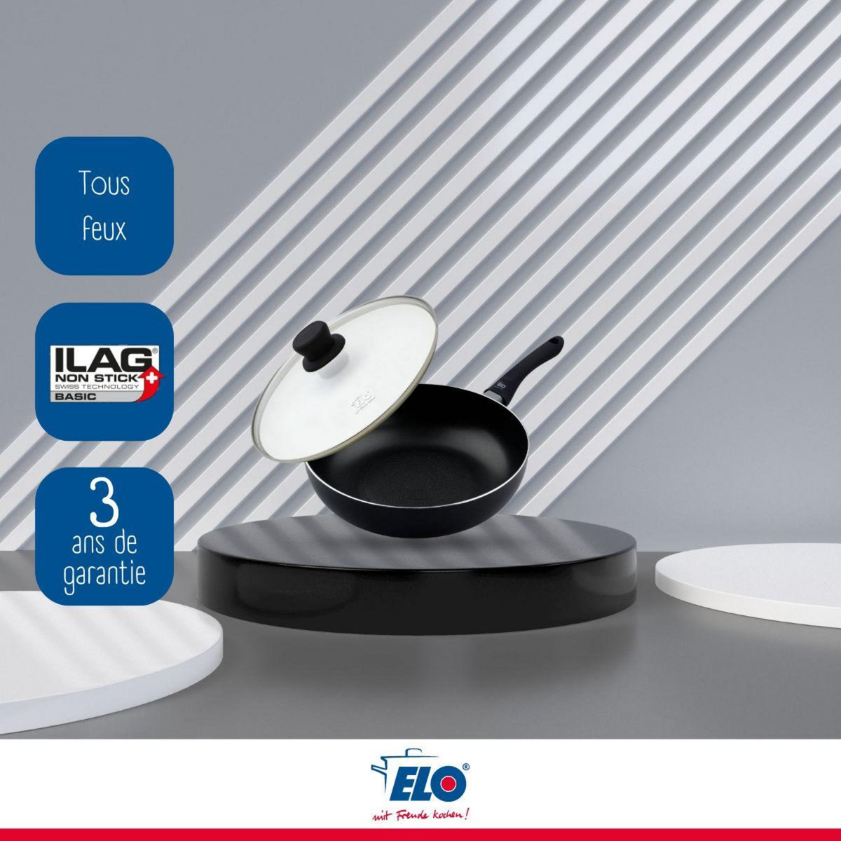 ELO Poêle à frire 20 cm avec couvercle en verre Elo Smart Life