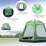 Voir la diapositive 6 : OUTSUNNY Tente de camping familiale 6 personnes montage instantanée Pop-up 4 fenêtres 2 portes dim. 320L x 320l x 176H cm fibre verre polyester vert gris