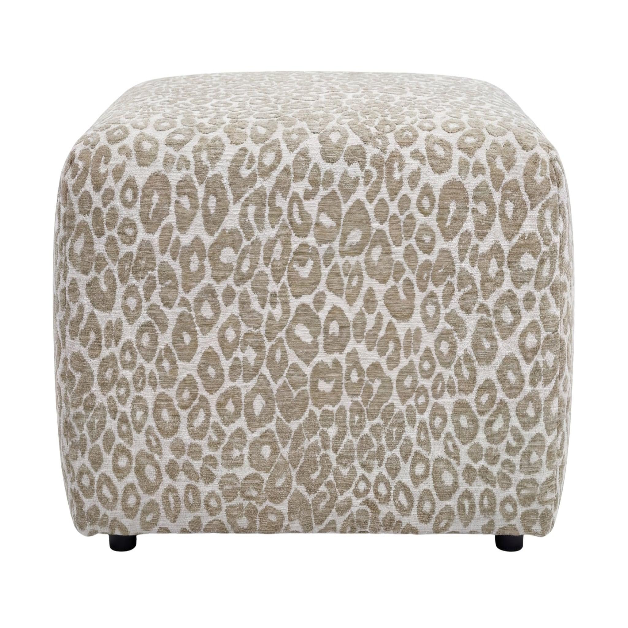 Voir la diapositive 1 : CASANOVA PARIS Elio - pouf en tissu imprimé animalier beige 74x74x41