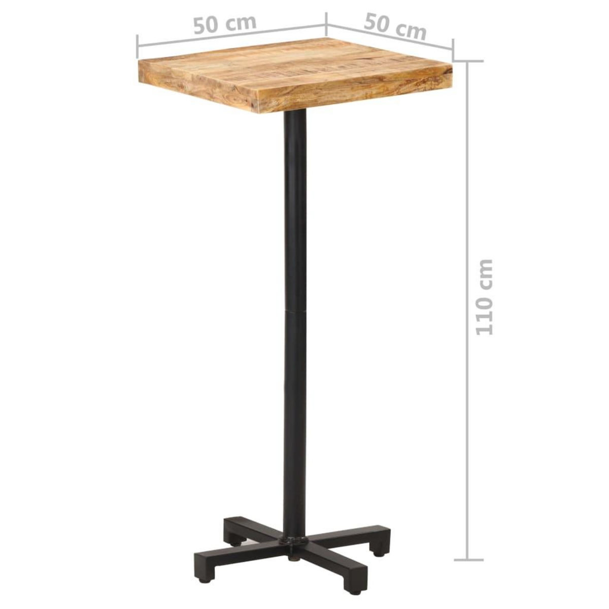 VIDAXL Table de bar Carree 50x50x110 cm Bois de manguier brut