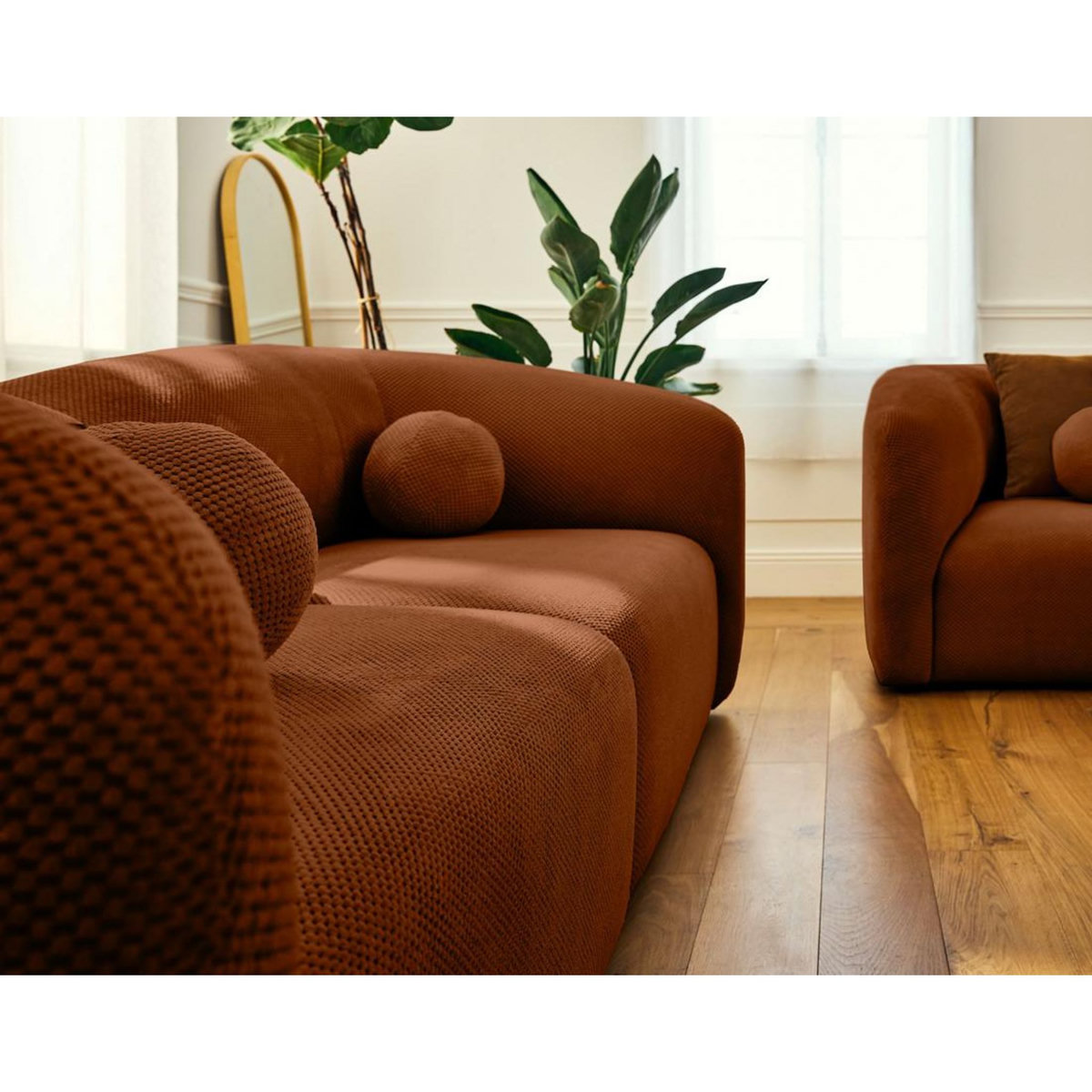 LISA DESIGN Charles - canapé droit 2 places en velours texturé