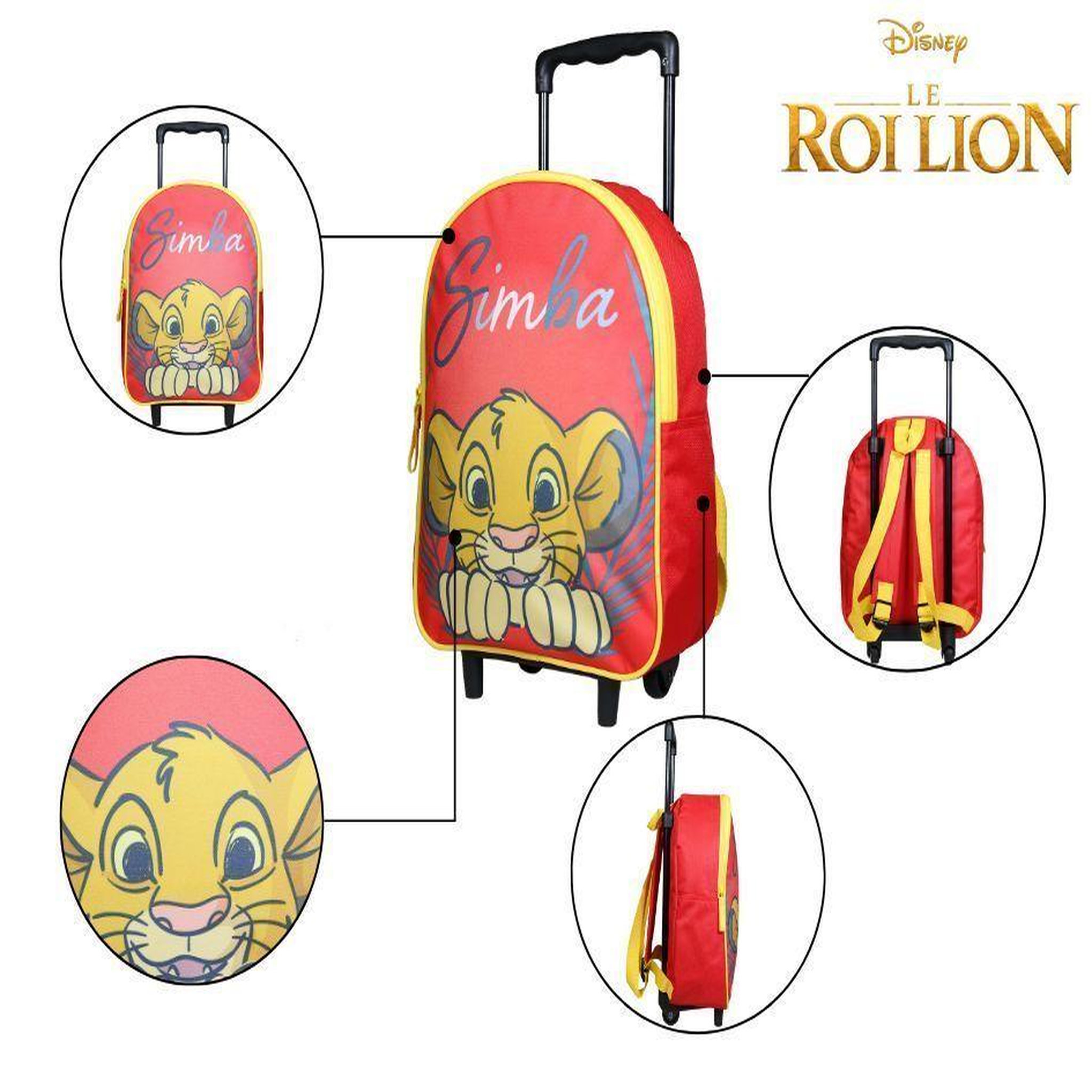 Voir la diapositive 5 : Bagtrotter BAGTROTTER Sac à dos à roulettes 31 cm Disney Le Roi Lion Simba Rouge