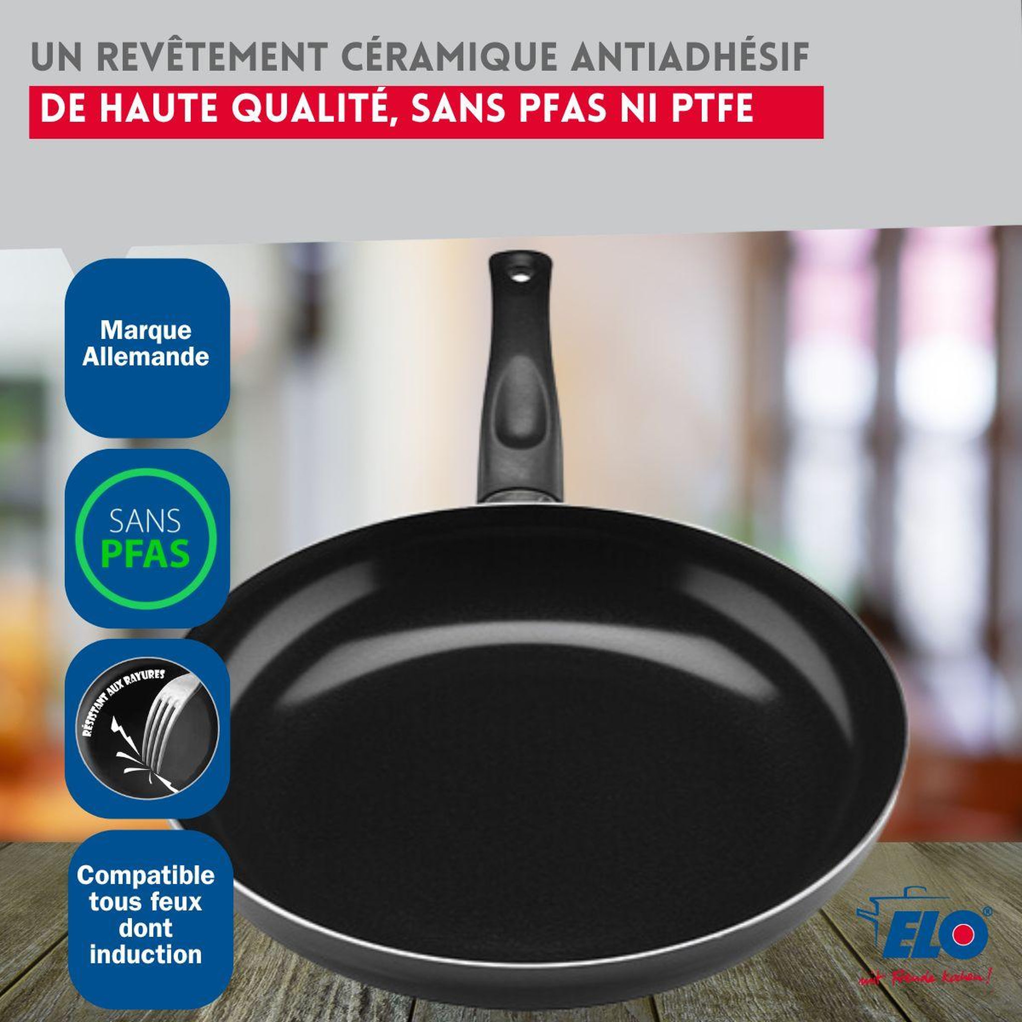 Voir la diapositive 6 : ELO Ensemble de 3 poêles de cuisson 20, 28 et 32 cm et 3 faitouts 14, 20 et 24 cm elo prima brillant