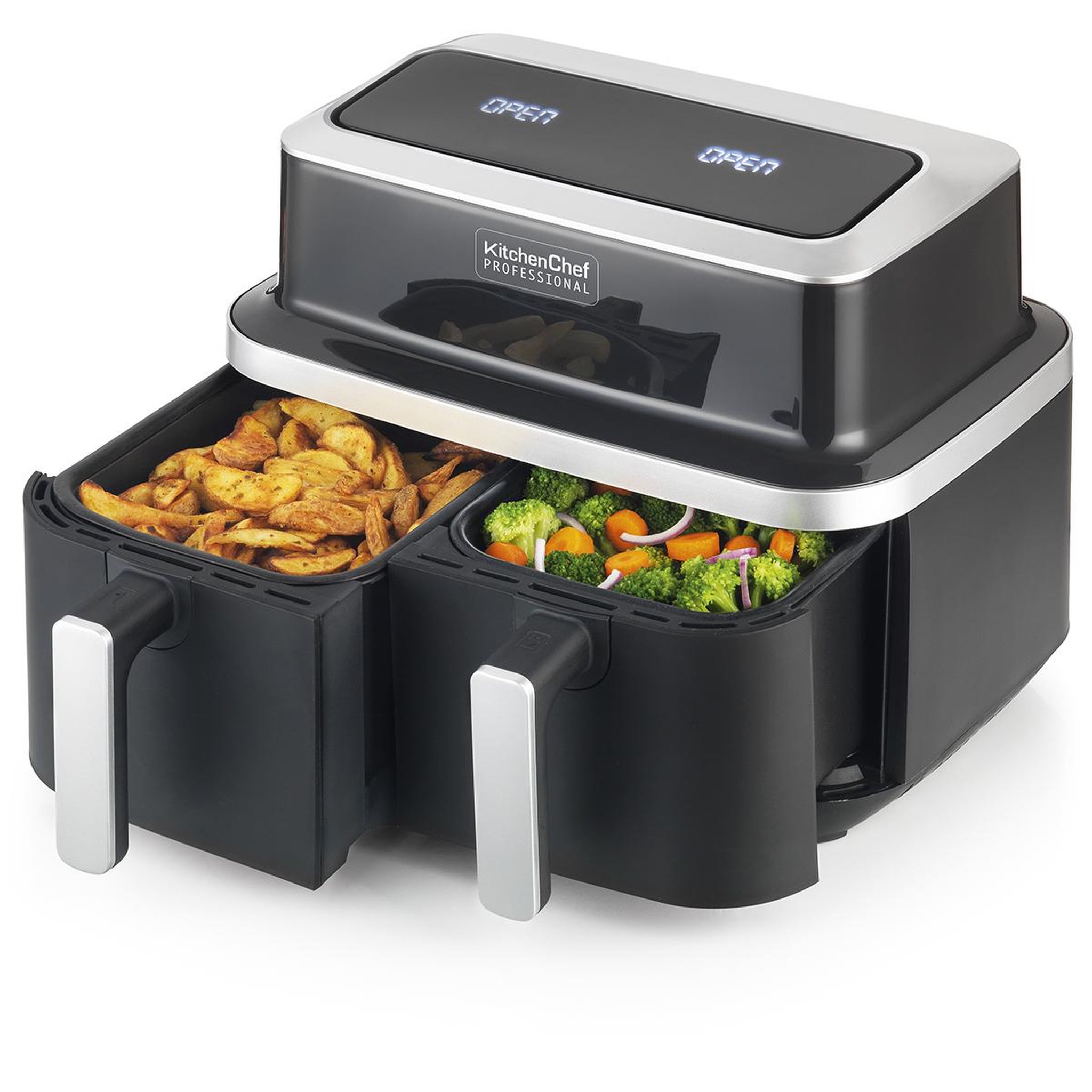 Kitchen chef Friteuse sans huile double 2600w noir - KCPFR84-AIRDUO