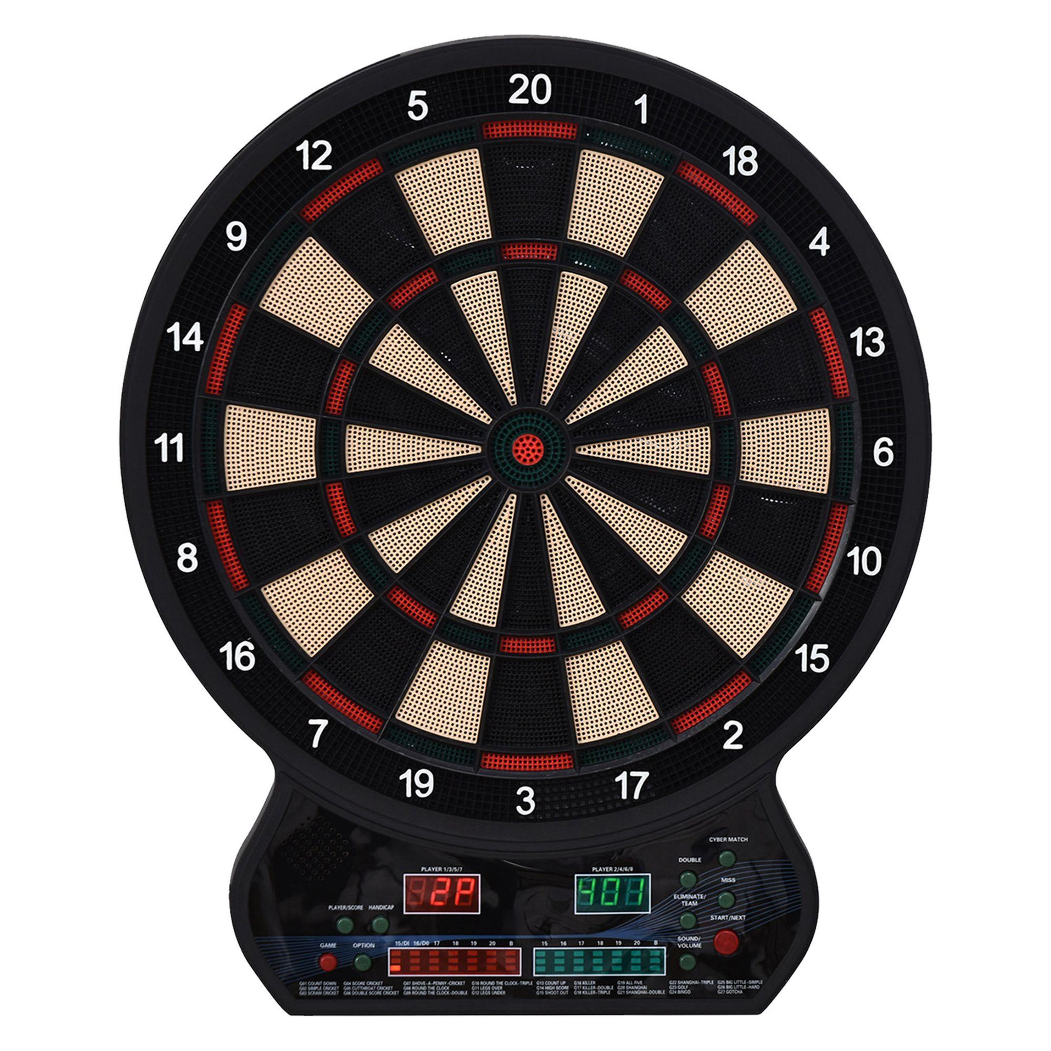 HOMCOM Cible jeu de fléchettes électronique 27 jeux principaux jusqu'à 8 joueurs affichage LED noir