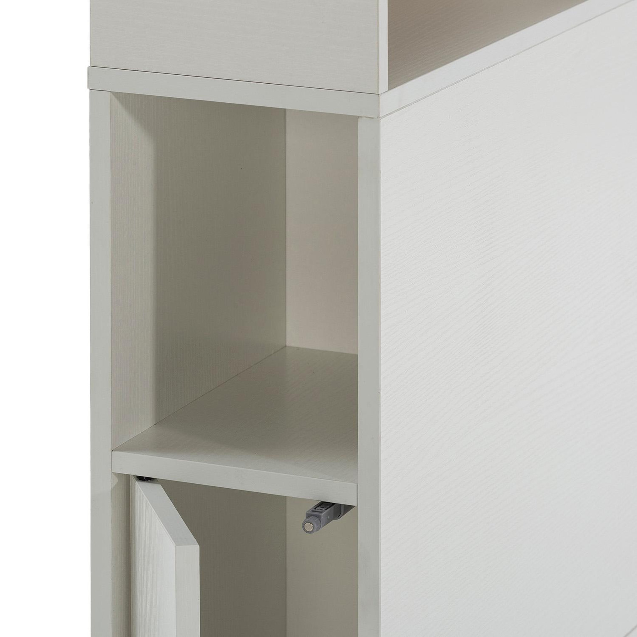 Voir la diapositive 4 : VS VENTA-STOCK Tête de lit Zeus 145 cm blanc, 2 portes 9 trous
