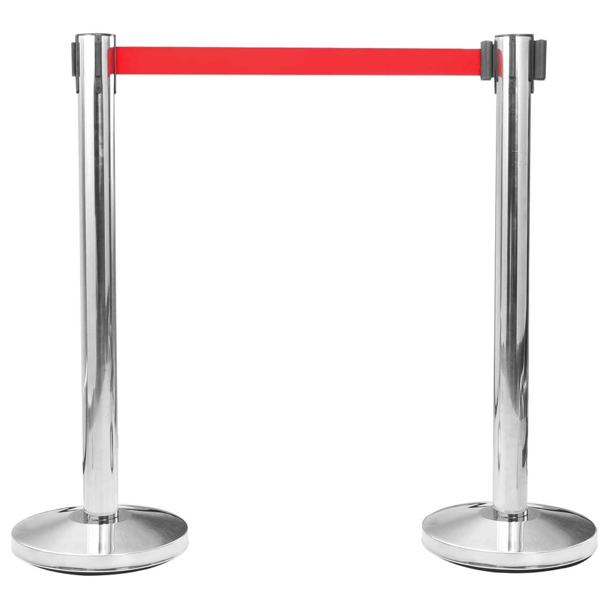 Voir la diapositive 2 : VIDAXL Colonne avec bande de barriere d'aeroport Inox Argente