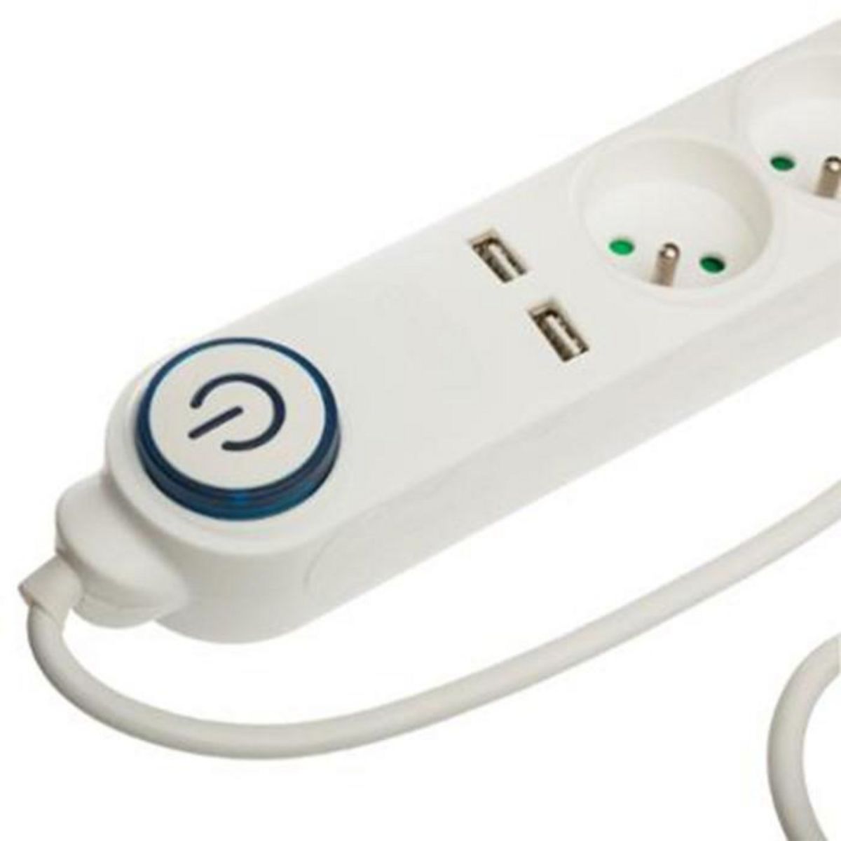 SMART SYSTEM Multiprise 5 Prises  2 USB  100cm Blanc