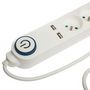 Voir la diapositive 2 : SMART SYSTEM Multiprise 5 Prises  2 USB  100cm Blanc