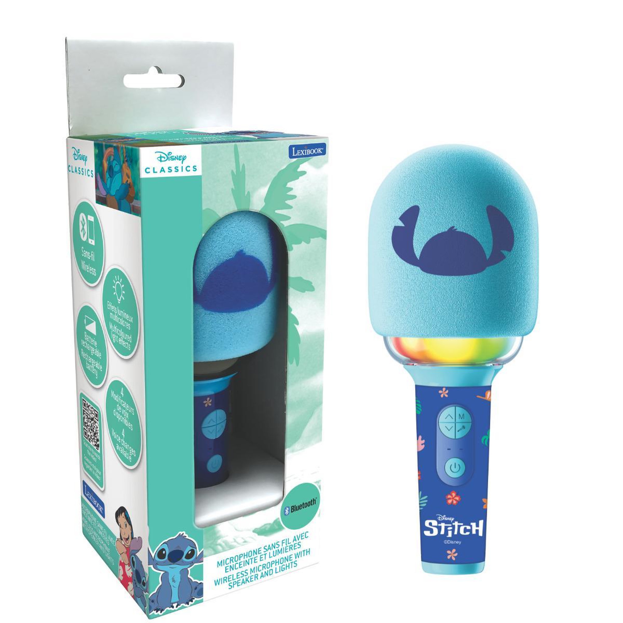 Lexibook Karaoke Microphone Bluetooth/Sans fil Sitch avec effets sonores et lumineux