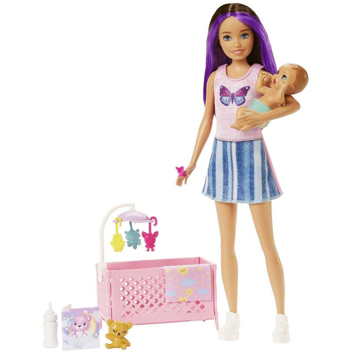 BARBIE Coffret Poupée Skipper Bébé au lit 