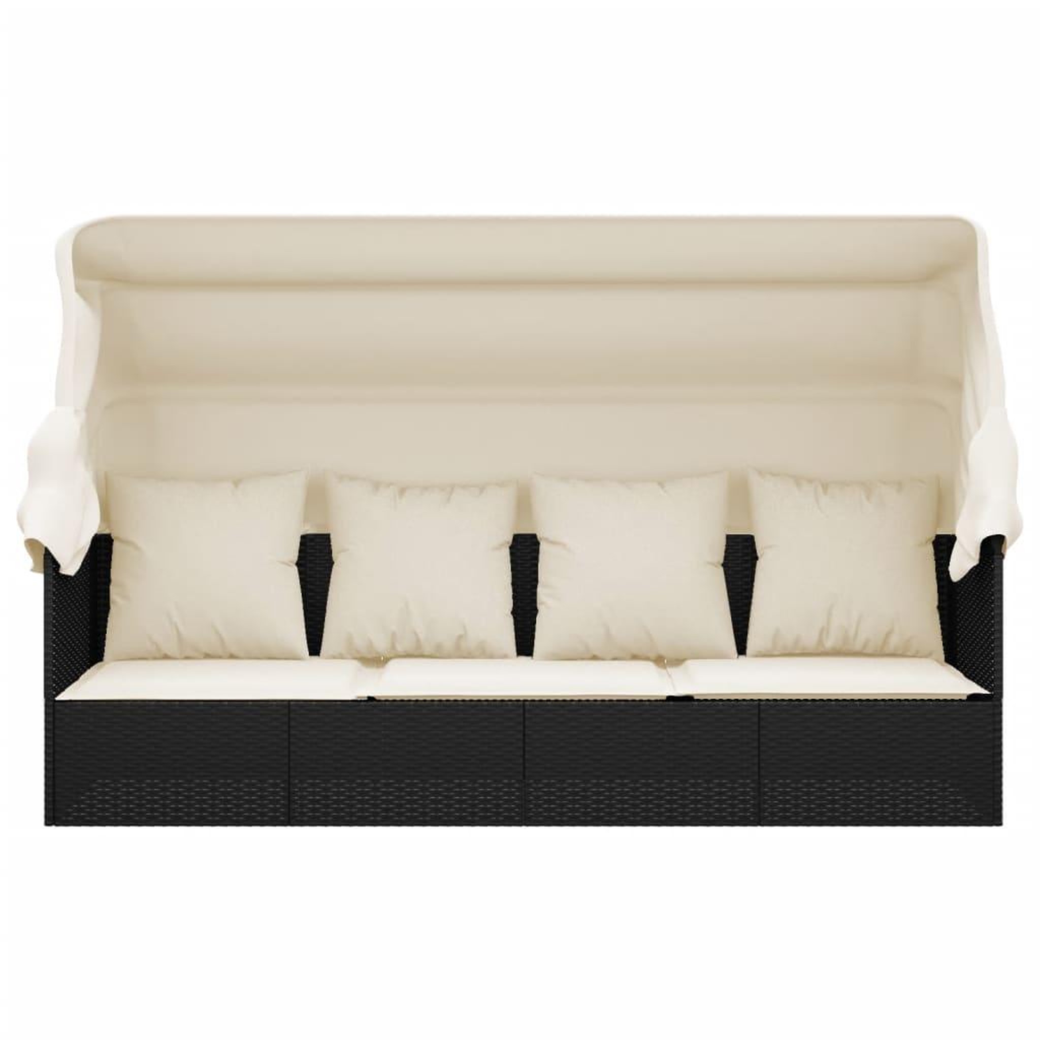 Voir la diapositive 3 : VIDAXL Lit de salon d'exterieur toit et coussins Noir Resine tressee