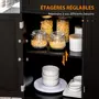 HOMCOM Desserte de cuisine multi rangement tiroir 3 portes avec étagère porte-torchons MDF noir hévéa