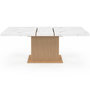 Voir la diapositive 3 : ID MARKET Table à manger extensible rectangle JULIETTE 6-10 personnes plateau effet marbre lattes tasseau bois avec rangement 160-200 cm