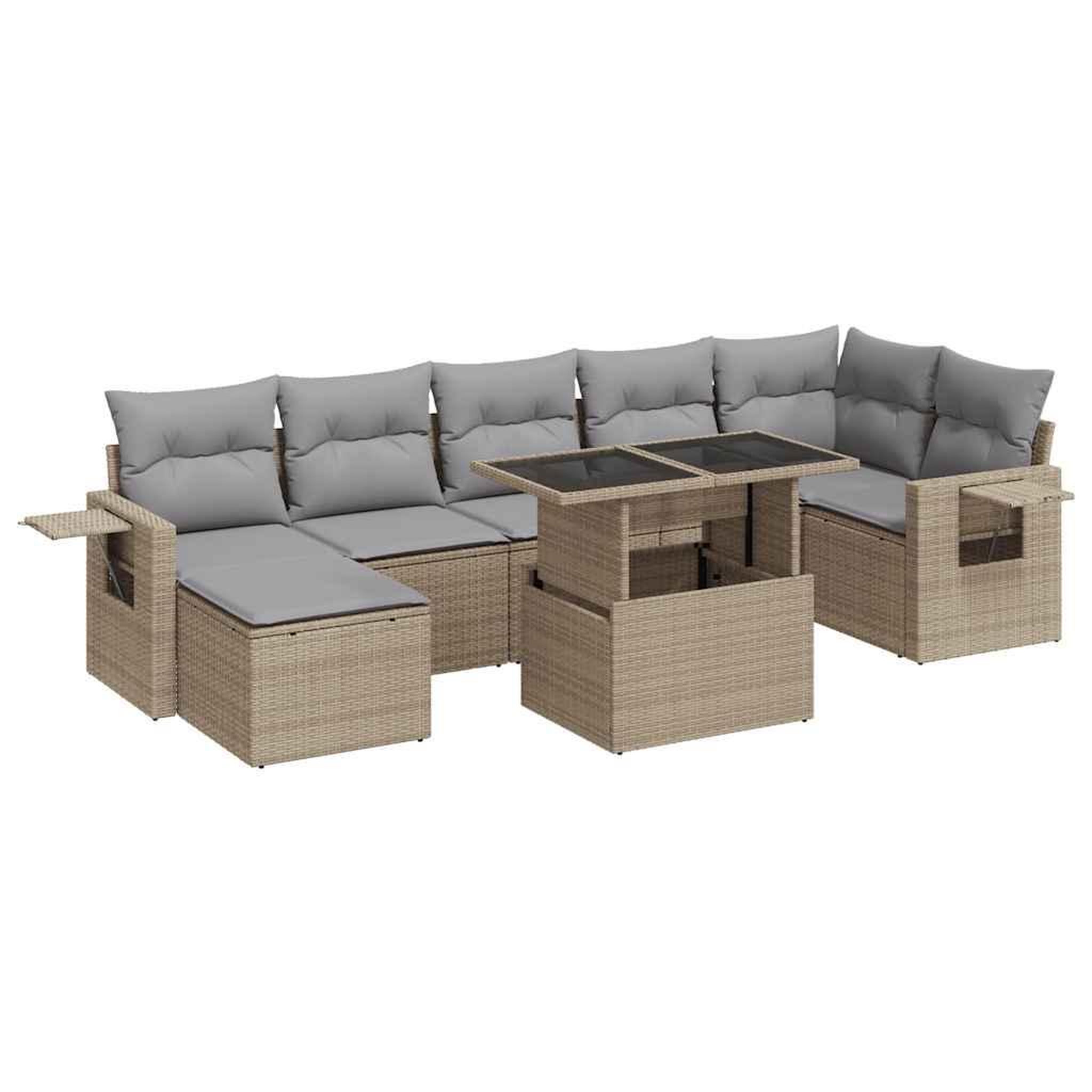 Voir la diapositive 2 : VIDAXL Salon de jardin avec coussins 8 pcs beige resine tressee