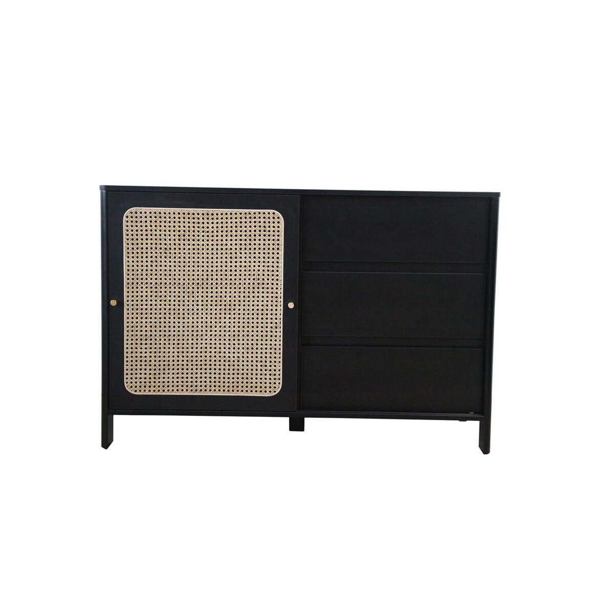 CONCEPT USINE Buffet en bois noir et cannage BALI