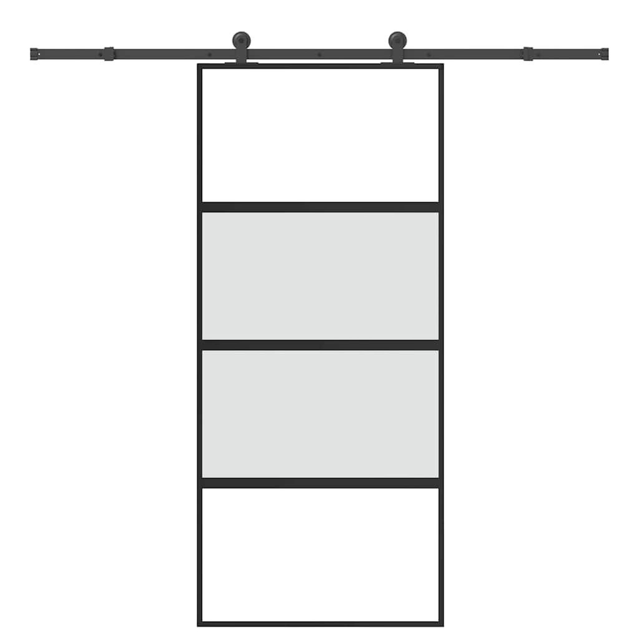 VIDAXL Porte coulissante kit de quincaillerie trempe verre aluminium