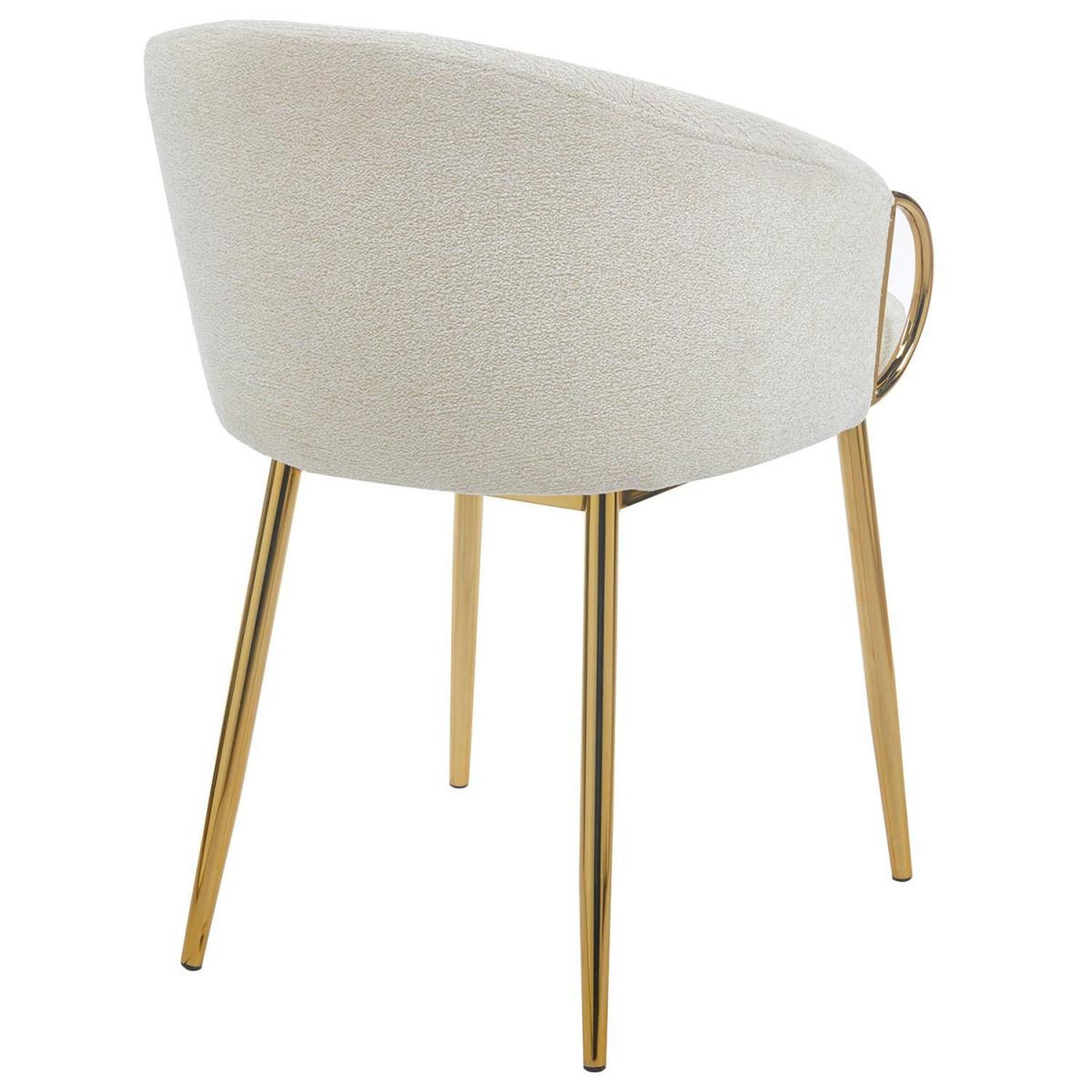 Voir la diapositive 5 : Paris Prix Lot de 8 chaises en tissu bouclette  julia  74cm beige & or