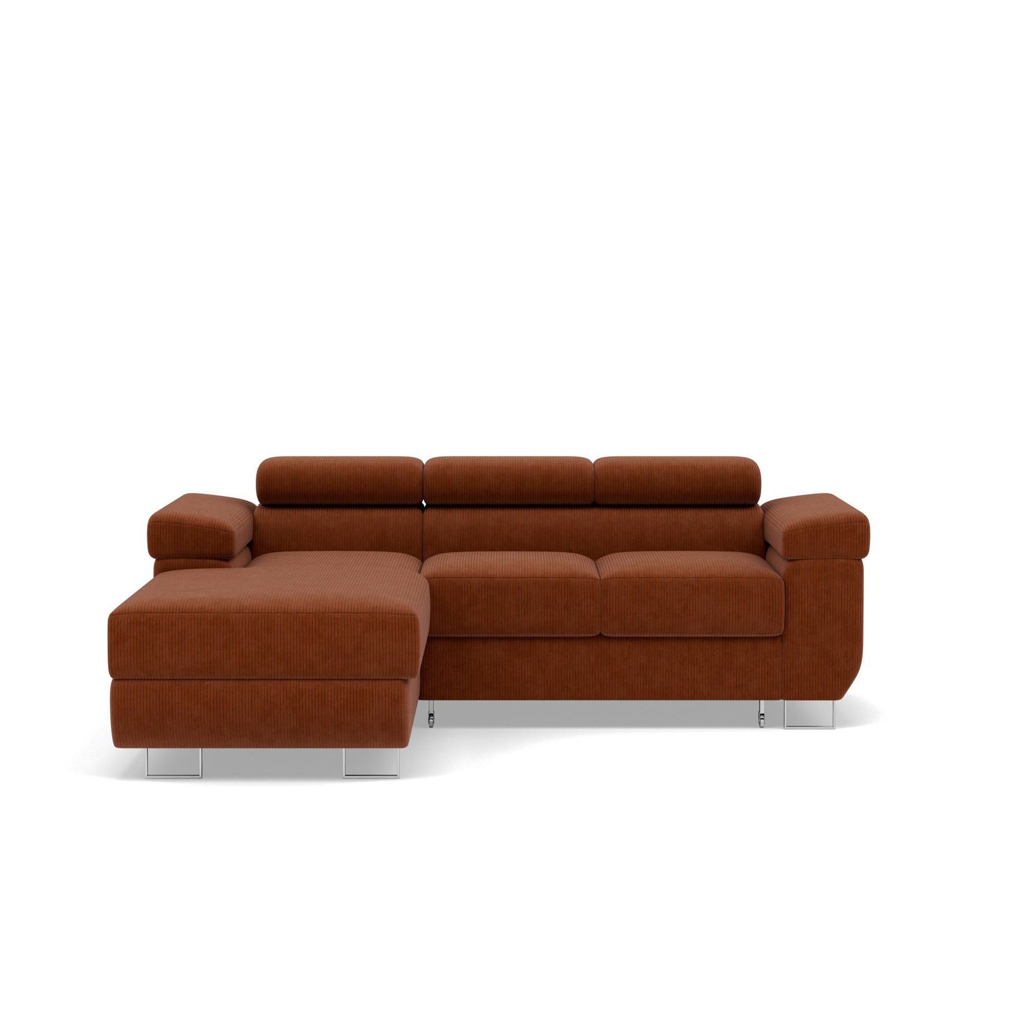 Voir la diapositive 1 : BEST MOBILIER Pablo - canapé d'angle gauche - 6 places - convertible avec coffre et têtières réglables - en velours côtelé