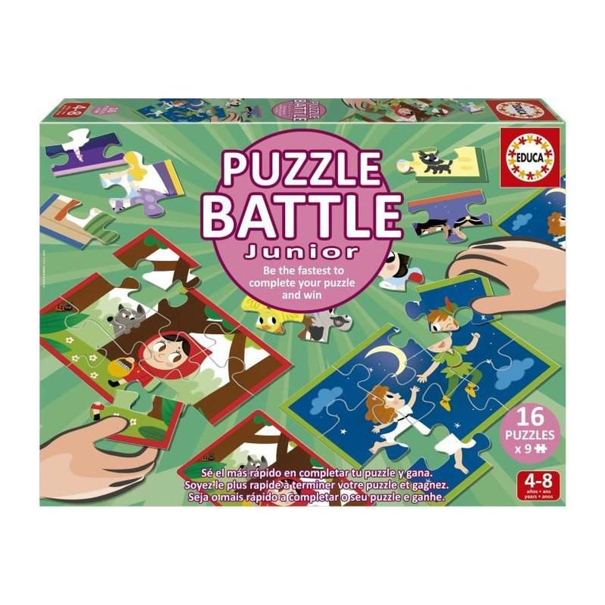 EDUCA Puzzle enfant Battle Jr Contes – 16 puzzles – Jeu éducatif –  Educa