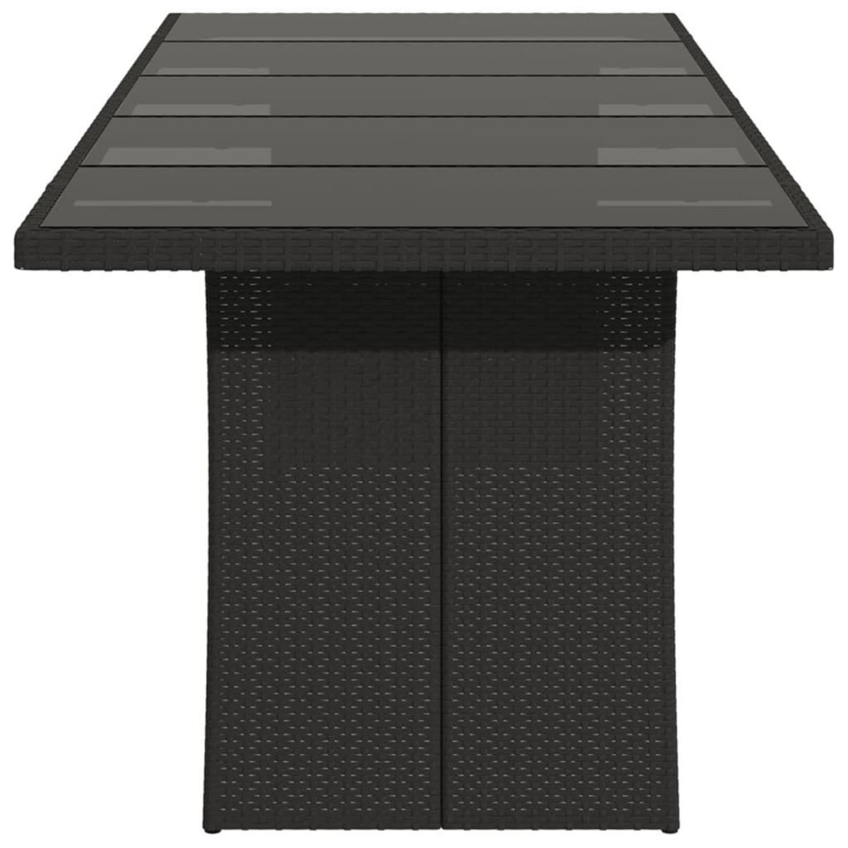 VIDAXL Table de jardin dessus en verre noir 240x90x75cm resine tressee