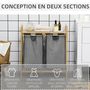 Voir la diapositive 6 : HOMCOM Panier à linge corbeille à linge en bambou 2 paniers amovibles non-tissé gris foncé