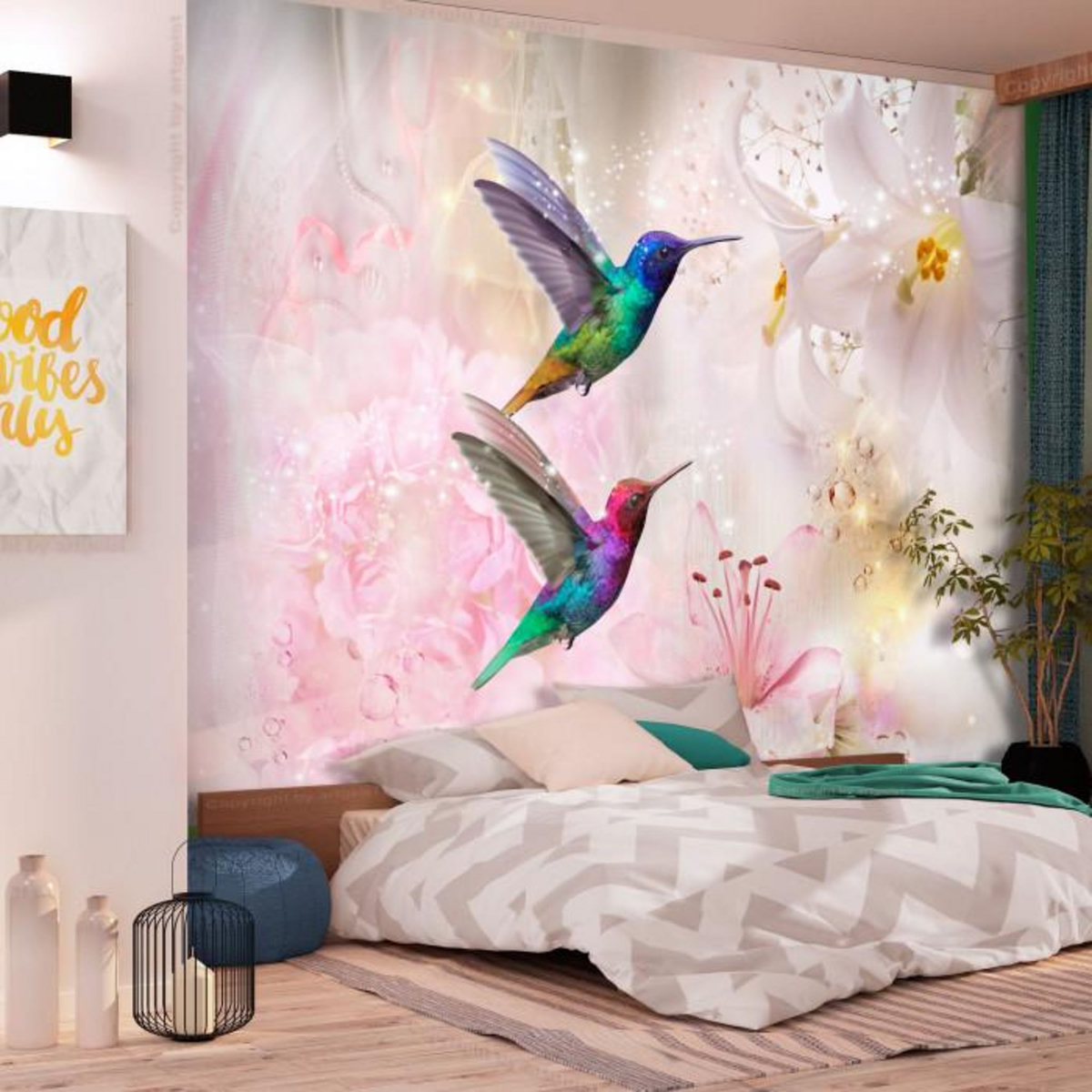 Paris Prix Papier Peint  Colourful Hummingbirds Pink