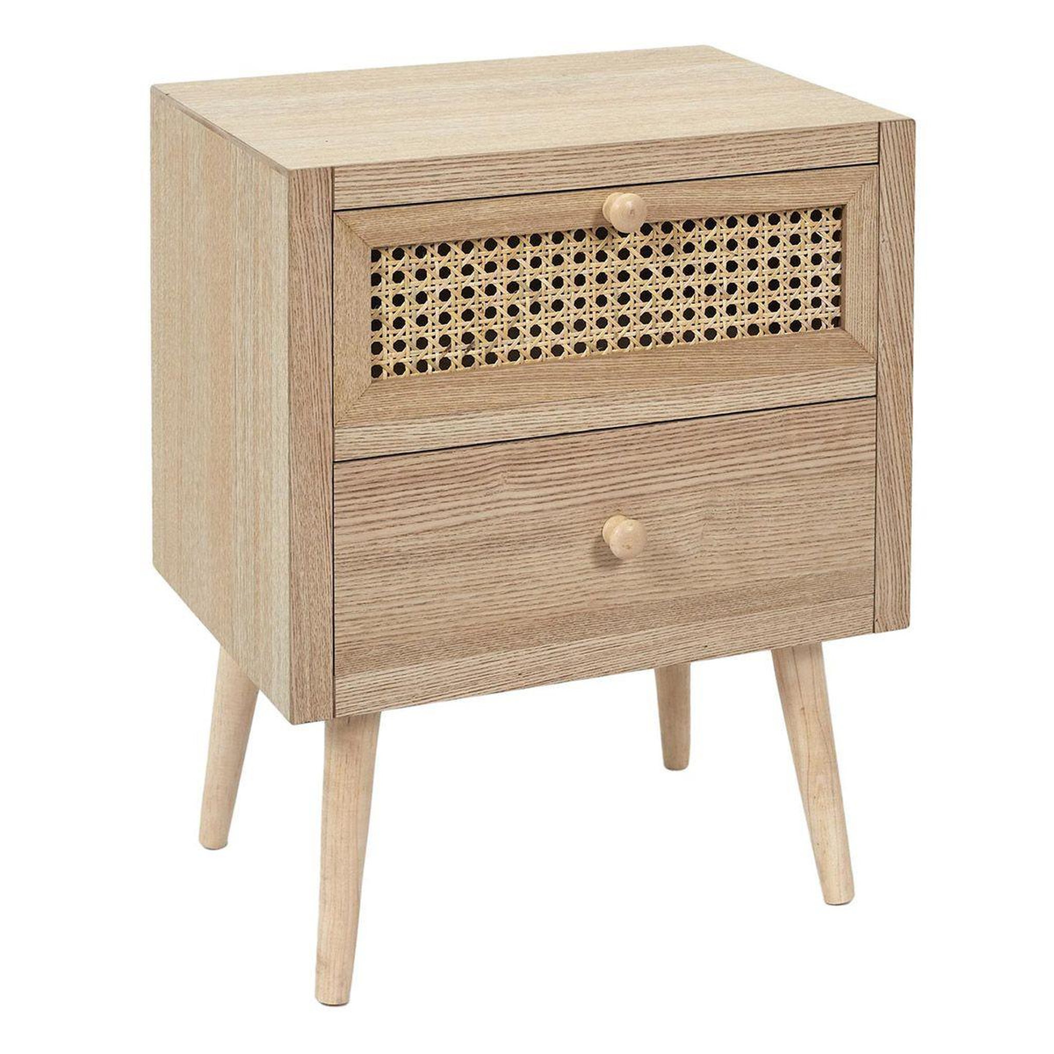 The Home Deco Factory Table de chevet en bois 2 tiroirs  bessie  50cm naturel