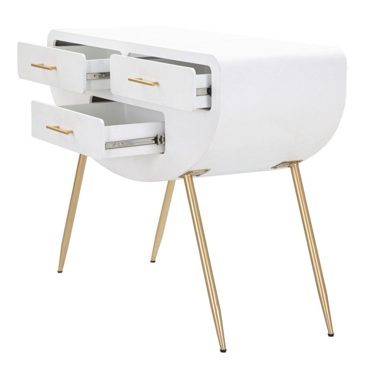 Paris Prix Console 3 Tiroirs Design  Venus  110cm Blanc & Or
