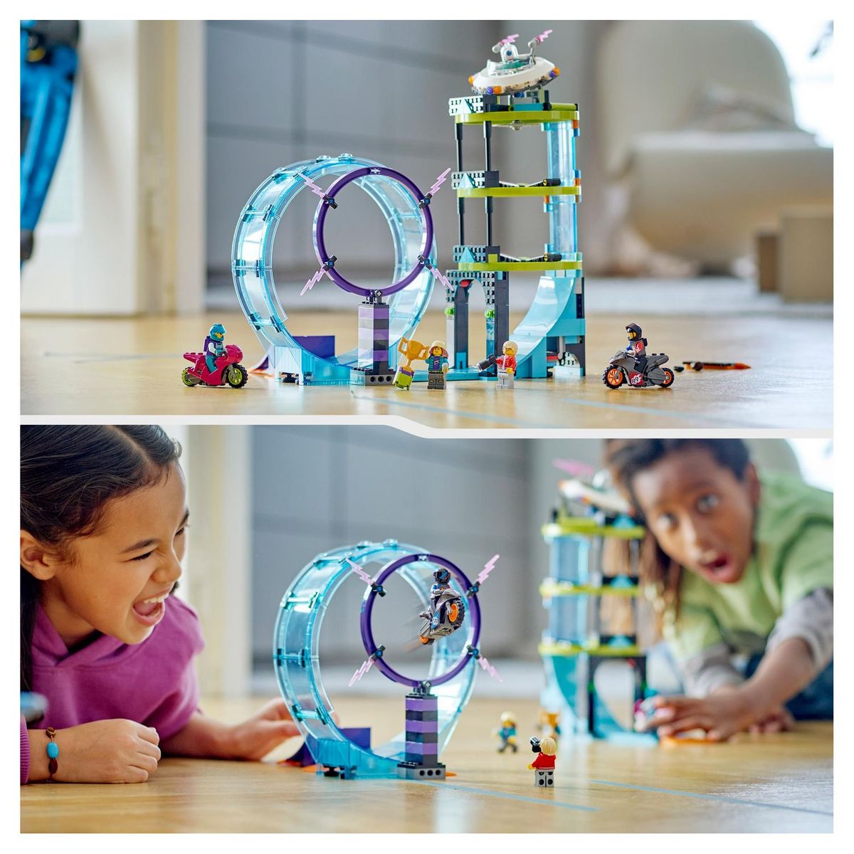 LEGO City 60361 - Le défi ultime des motards cascadeurs, Jouet 3-en-1, avec 2 Motos de Cascades pour 1 ou 2 Joueurs