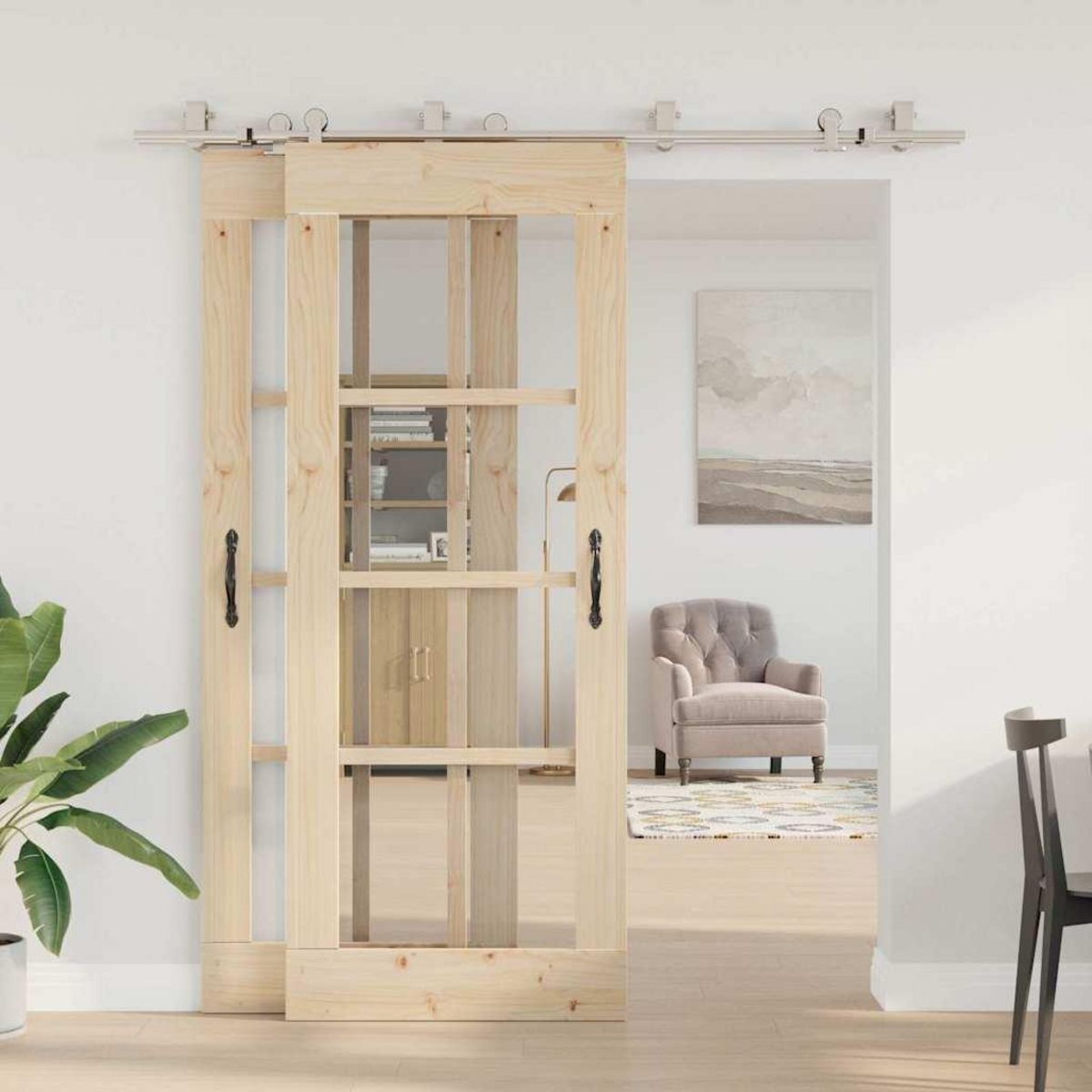 VIDAXL Kit fixation porte coulissante 200 cm Acier inoxydable Argente