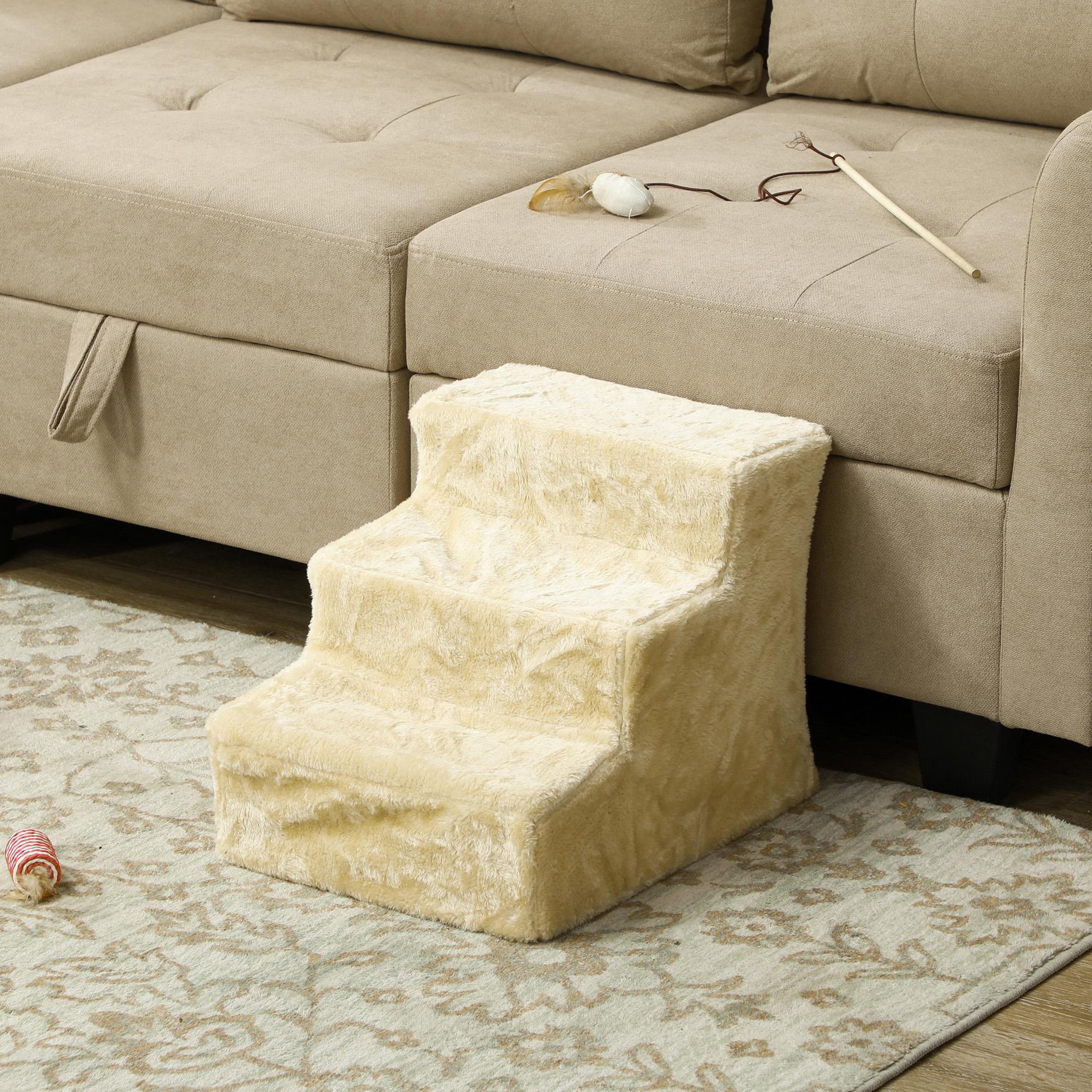 Voir la diapositive 4 : PAWHUT Escalier pour chien à 3 marches déhoussable lavable - 46 x 35 x 35 cm - beige