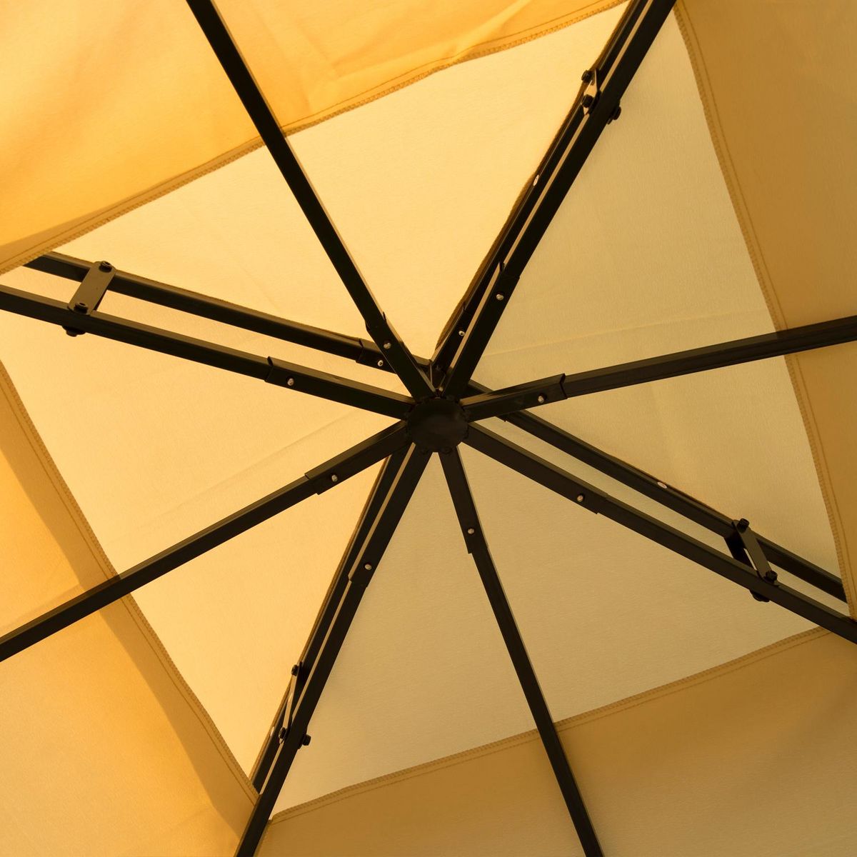 OUTSUNNY Tonnelle barnum style colonial double toit toiles moustiquaires amovibles 3L x 3l x 2,65H m beige noir