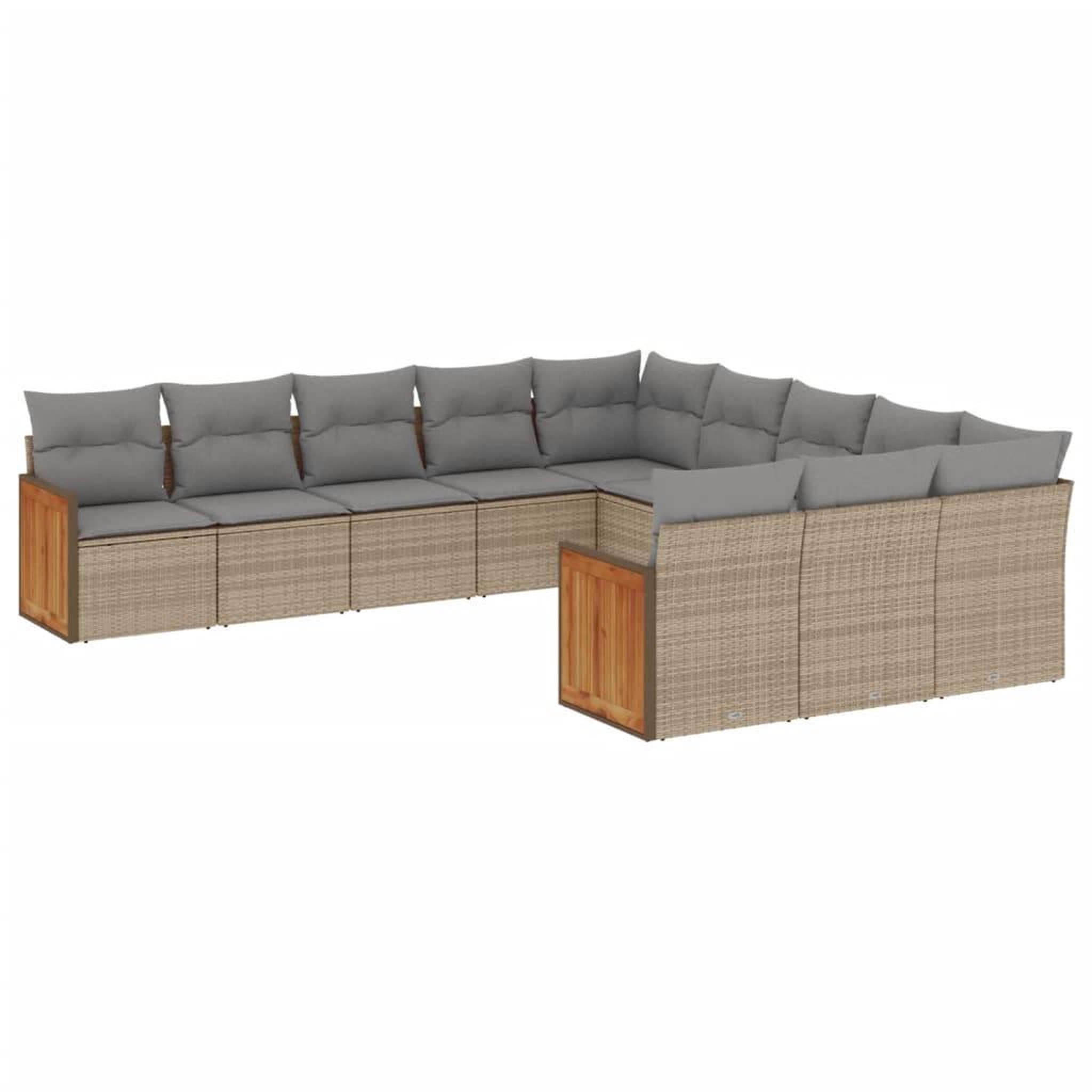 Voir la diapositive 2 : VIDAXL Salon de jardin 11 pcs avec coussins beige resine tressee
