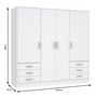 Voir la diapositive 4 : MARKET24 Armoire 4 portes battantes + 6 tiroirs - Bois aggloméré - Blanc mat - L 206,5 x P 60 x H 200 cm - JUPITER