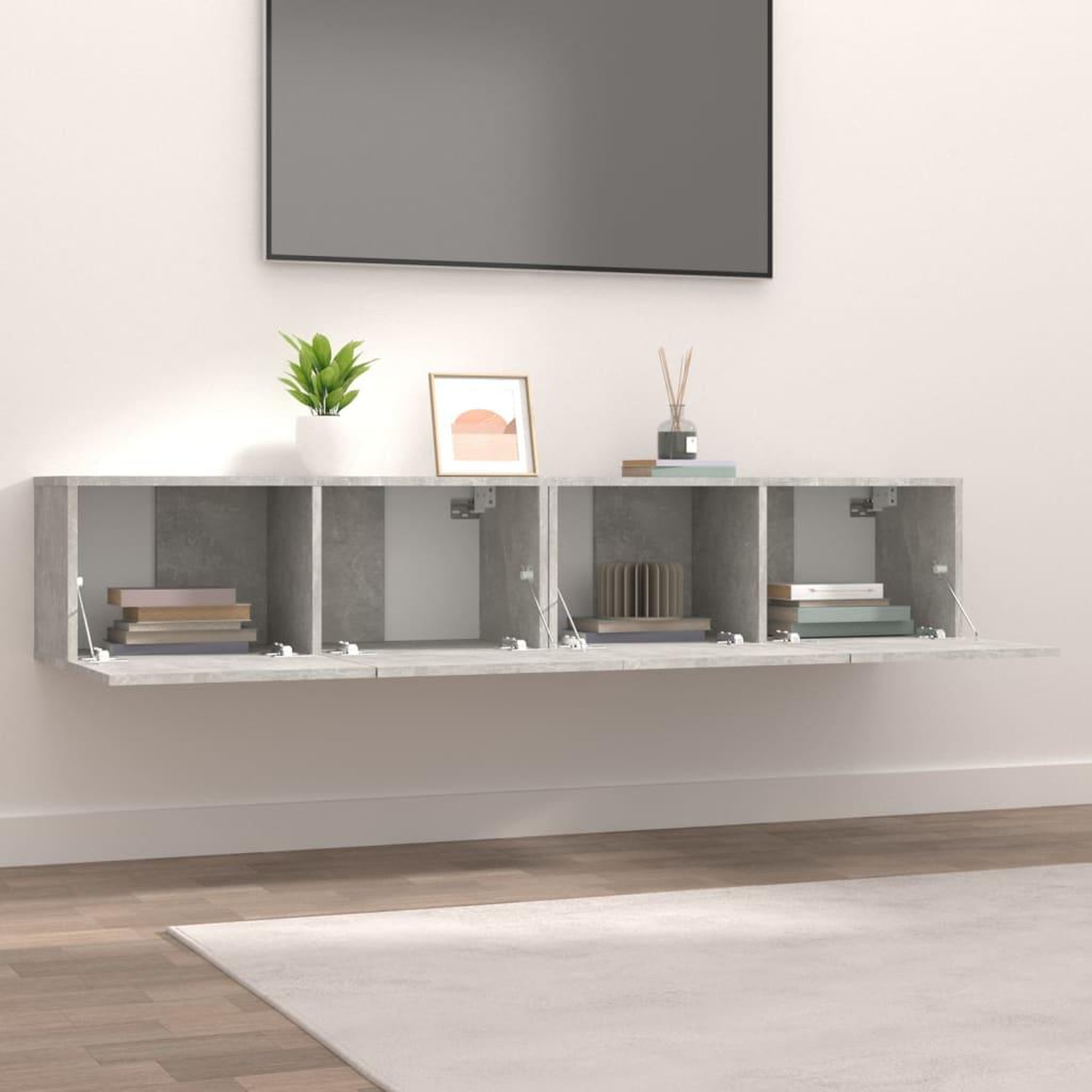 Voir la diapositive 3 : VIDAXL Meubles TV 2 pcs gris beton 80x30x30 cm bois d'ingenierie