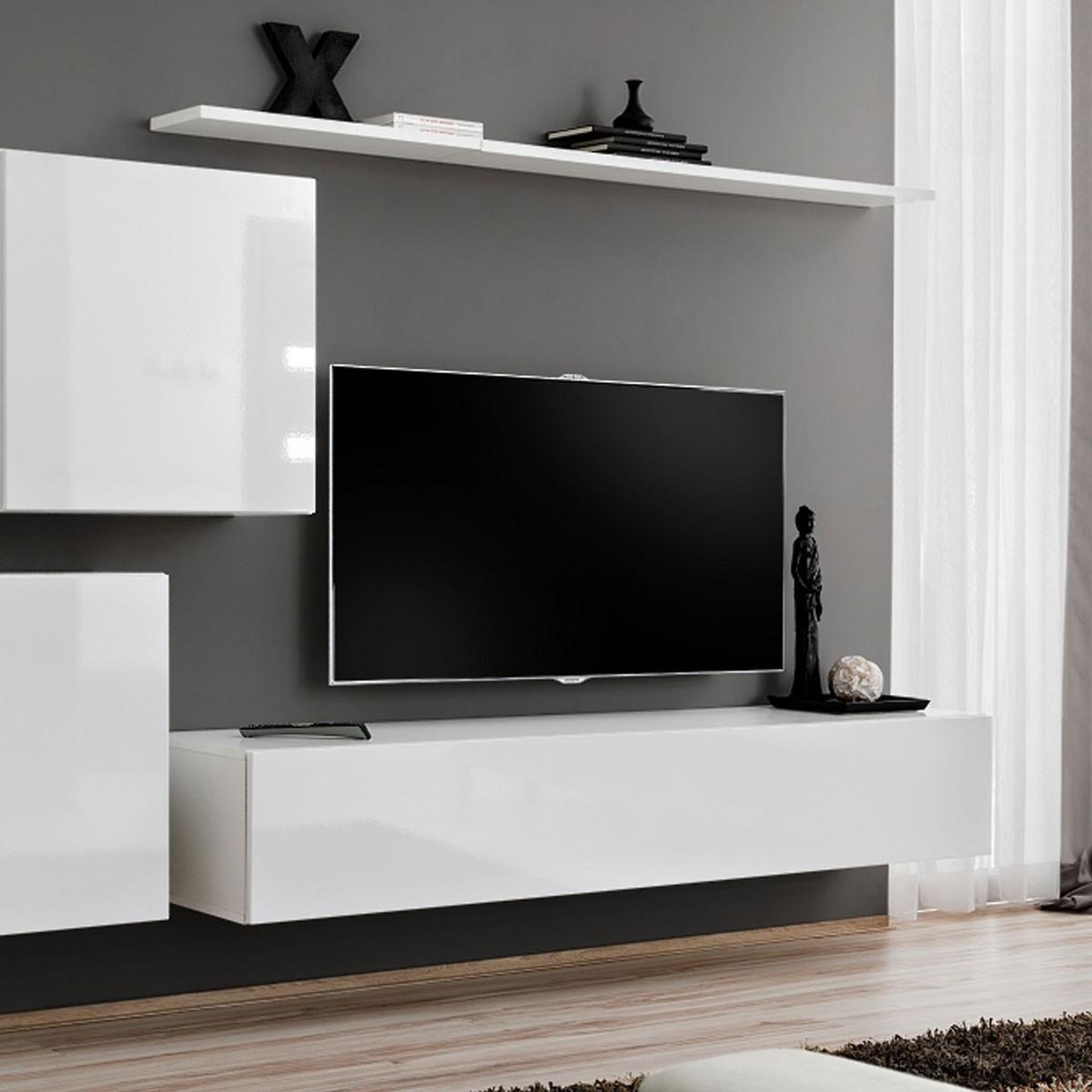 Voir la diapositive 4 : Paris Prix Meuble tv mural design  switch v  250cm blanc