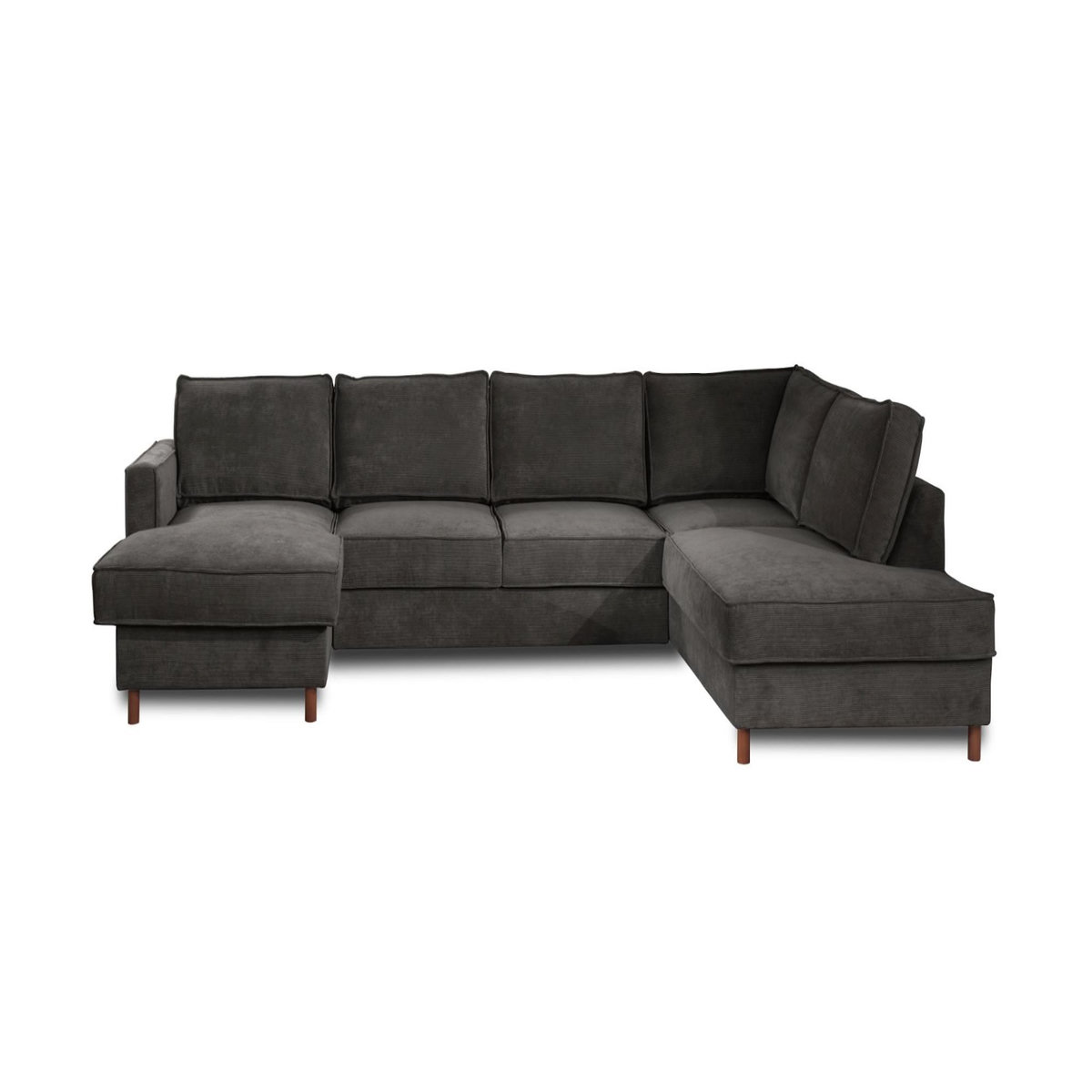LISA DESIGN Jake - canapé panoramique d'angle droit - convertible avec coffre - 7 places - en velours côtelé