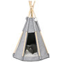 Voir la diapositive 1 : PAWHUT Tente tipi pour animaux - teepee chien chat - coussin épais grand confort inclus - structure bois de pin feutre polyester gris
