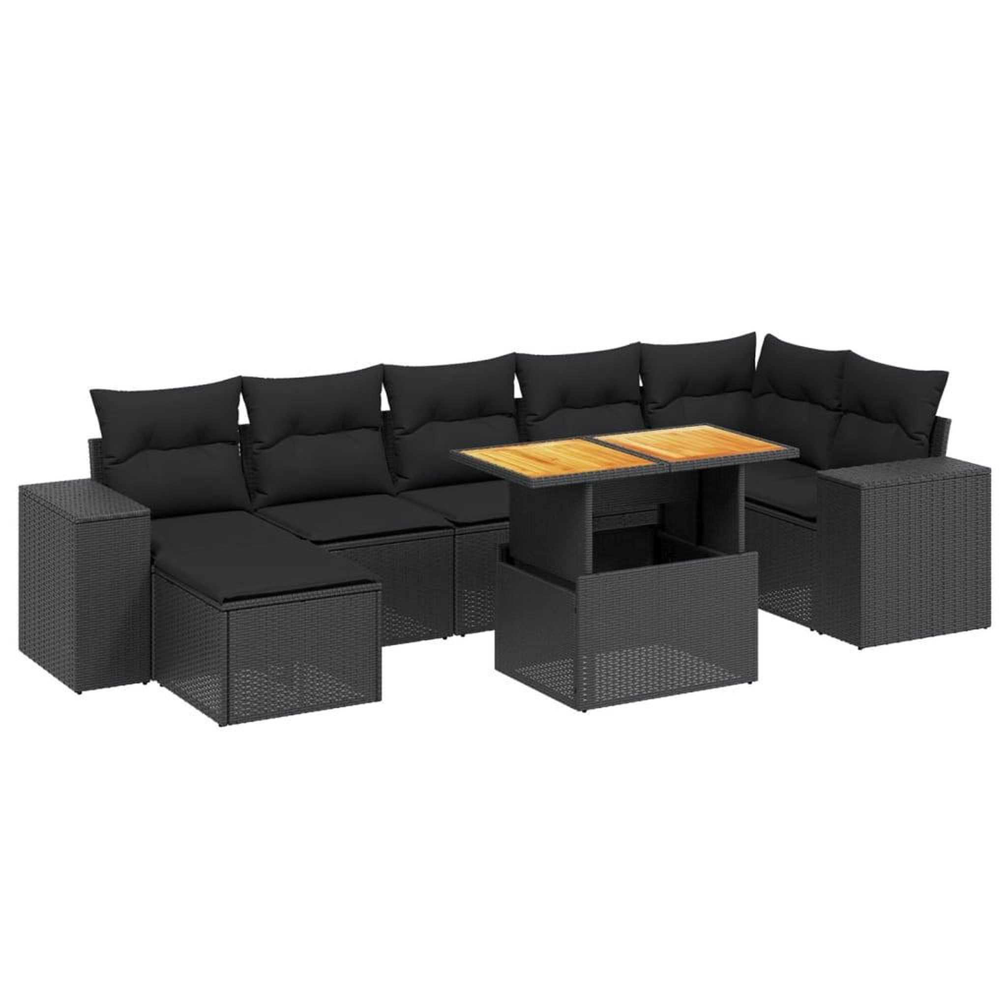 Voir la diapositive 2 : VIDAXL Salon de jardin 8 pcs avec coussins noir resine tressee