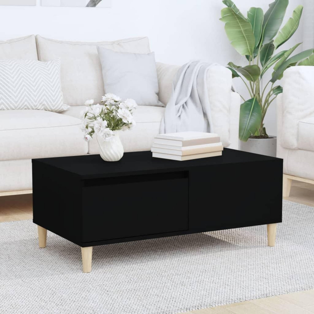 VIDAXL Table basse Noir 90x50x36,5 cm Bois d'ingenierie