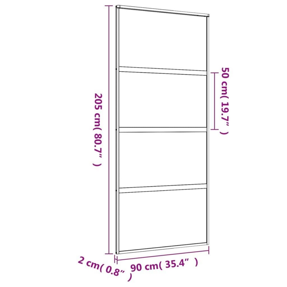 VIDAXL Porte coulissante dore 90x205 cm verre ESG depoli et aluminium