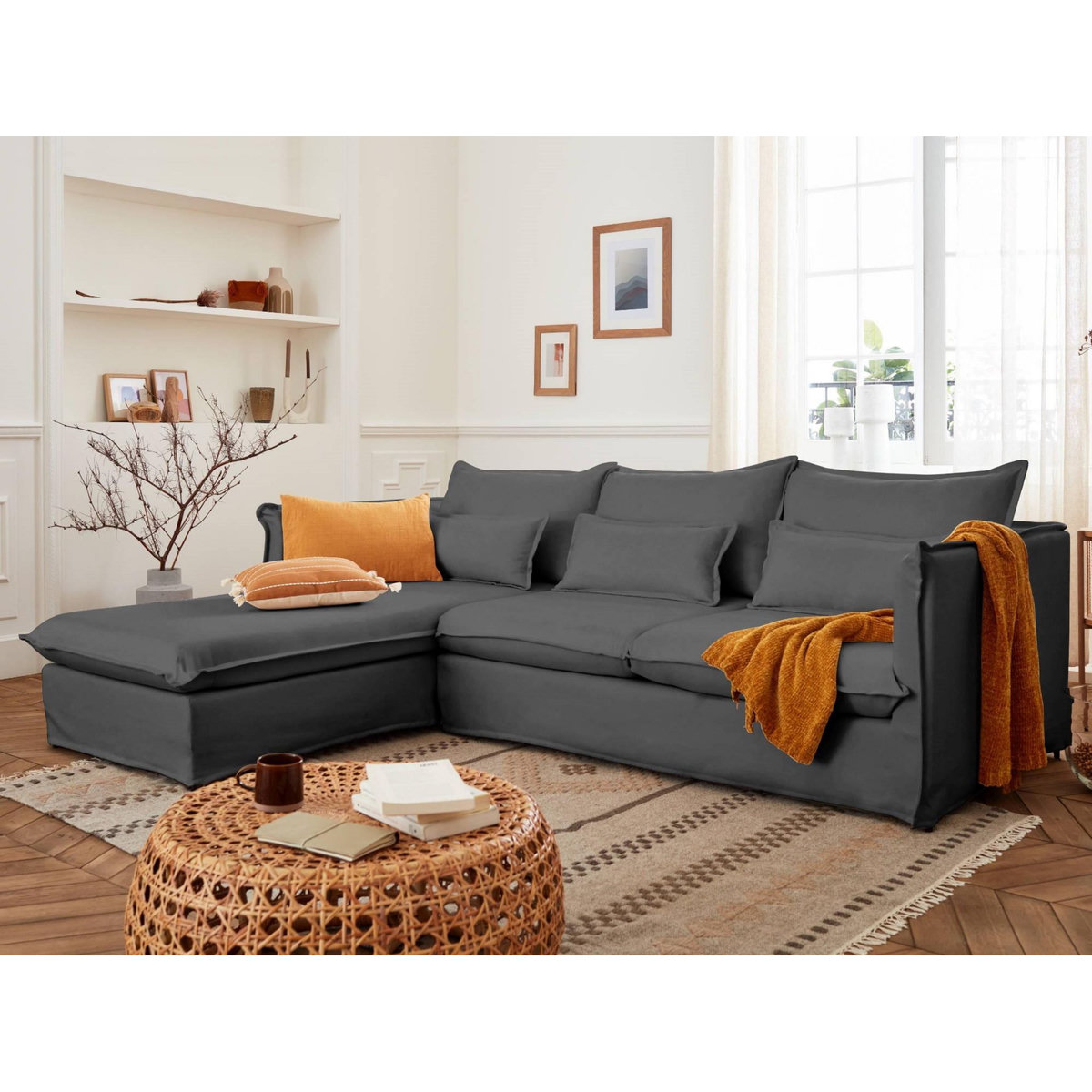 LISA DESIGN Adriann - canapé d'angle gauche fixe - 4 places - en tissu déhoussable