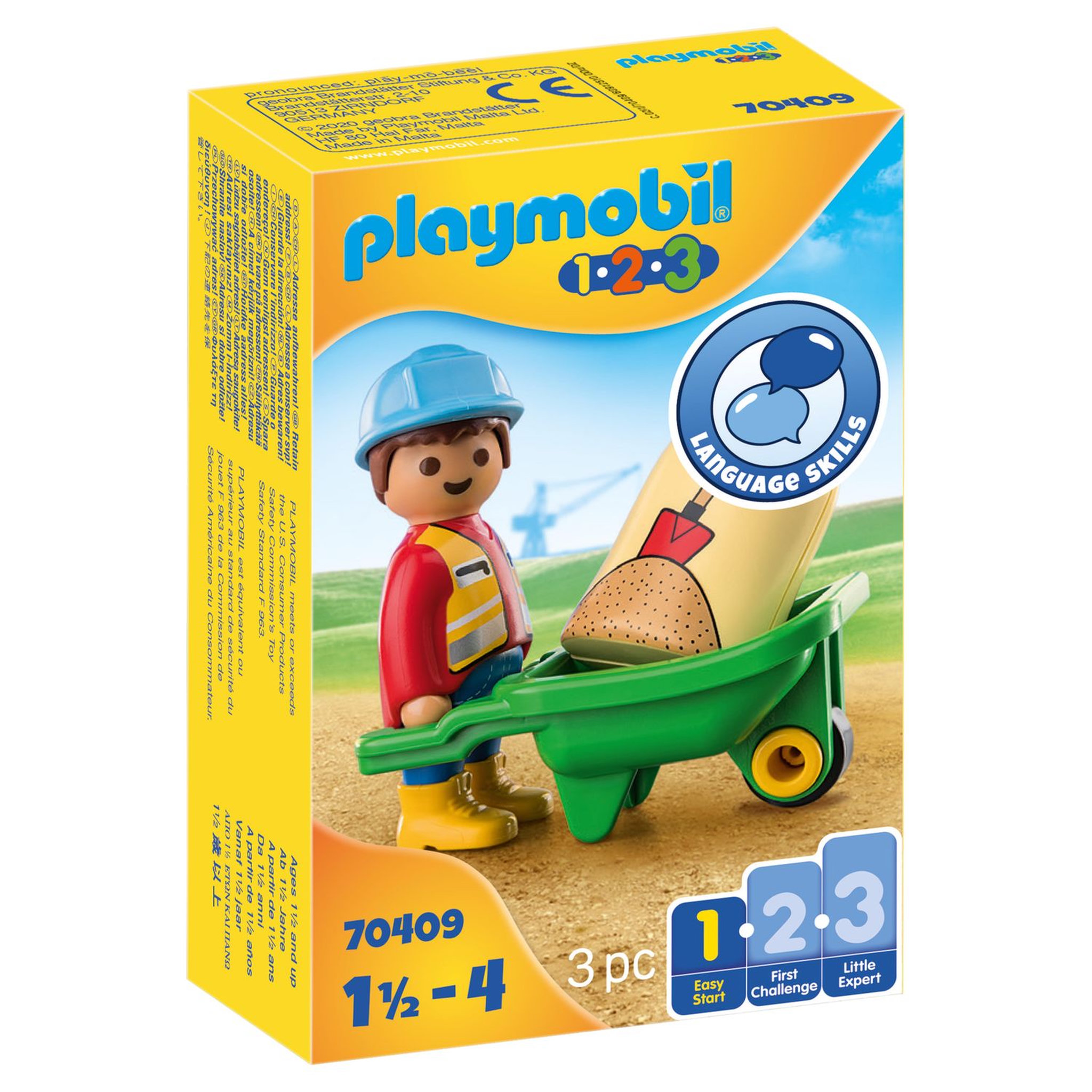 Voir la diapositive 1 : PLAYMOBIL 70409 1.2.3 - Ouvrier avec brouette