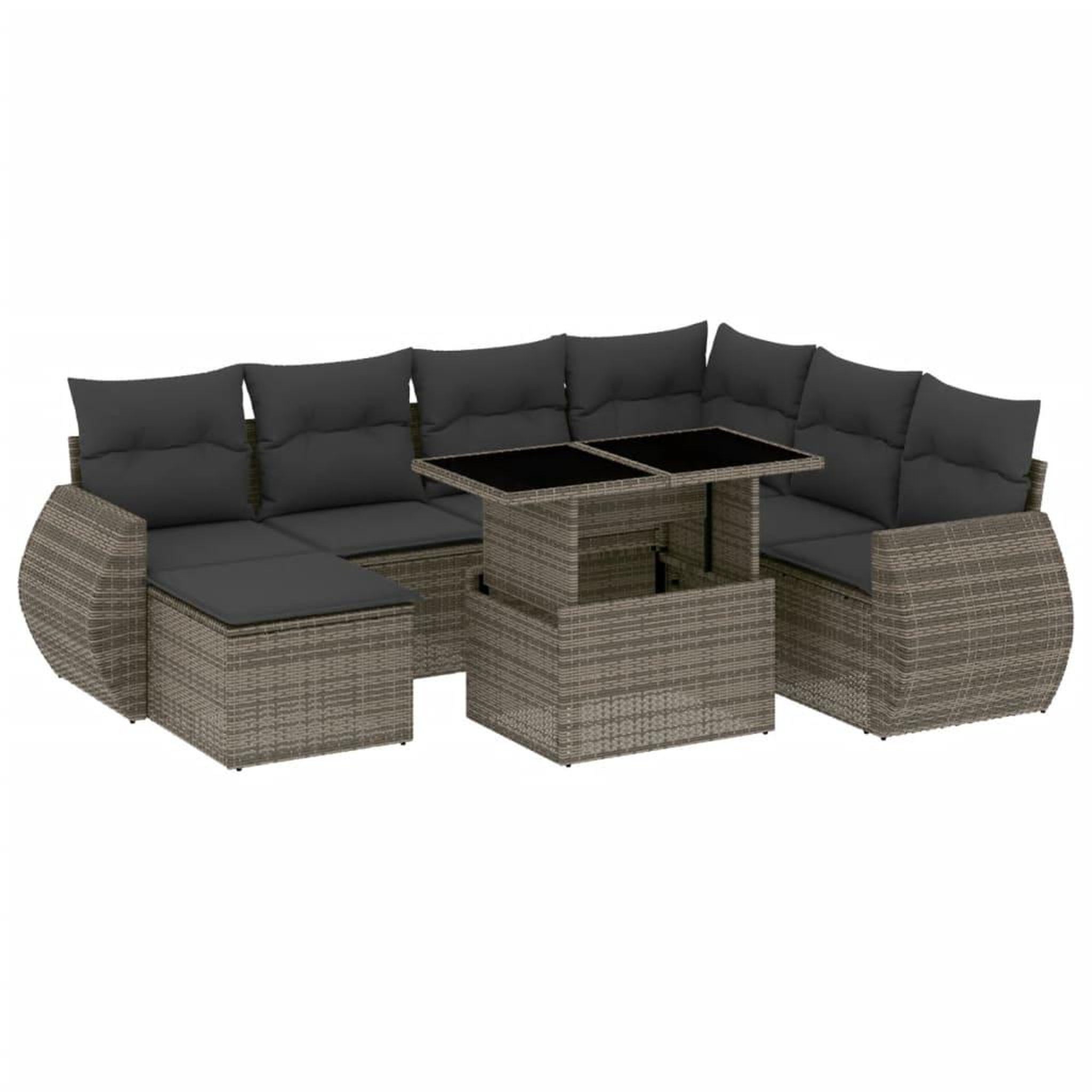 Voir la diapositive 2 : VIDAXL Salon de jardin 8 pcs avec coussins gris resine tressee