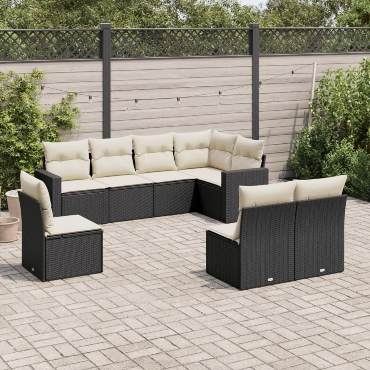VIDAXL Salon de jardin 8 pcs avec coussins noir resine tressee