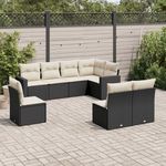 VIDAXL Salon de jardin 8 pcs avec coussins noir resine tressee