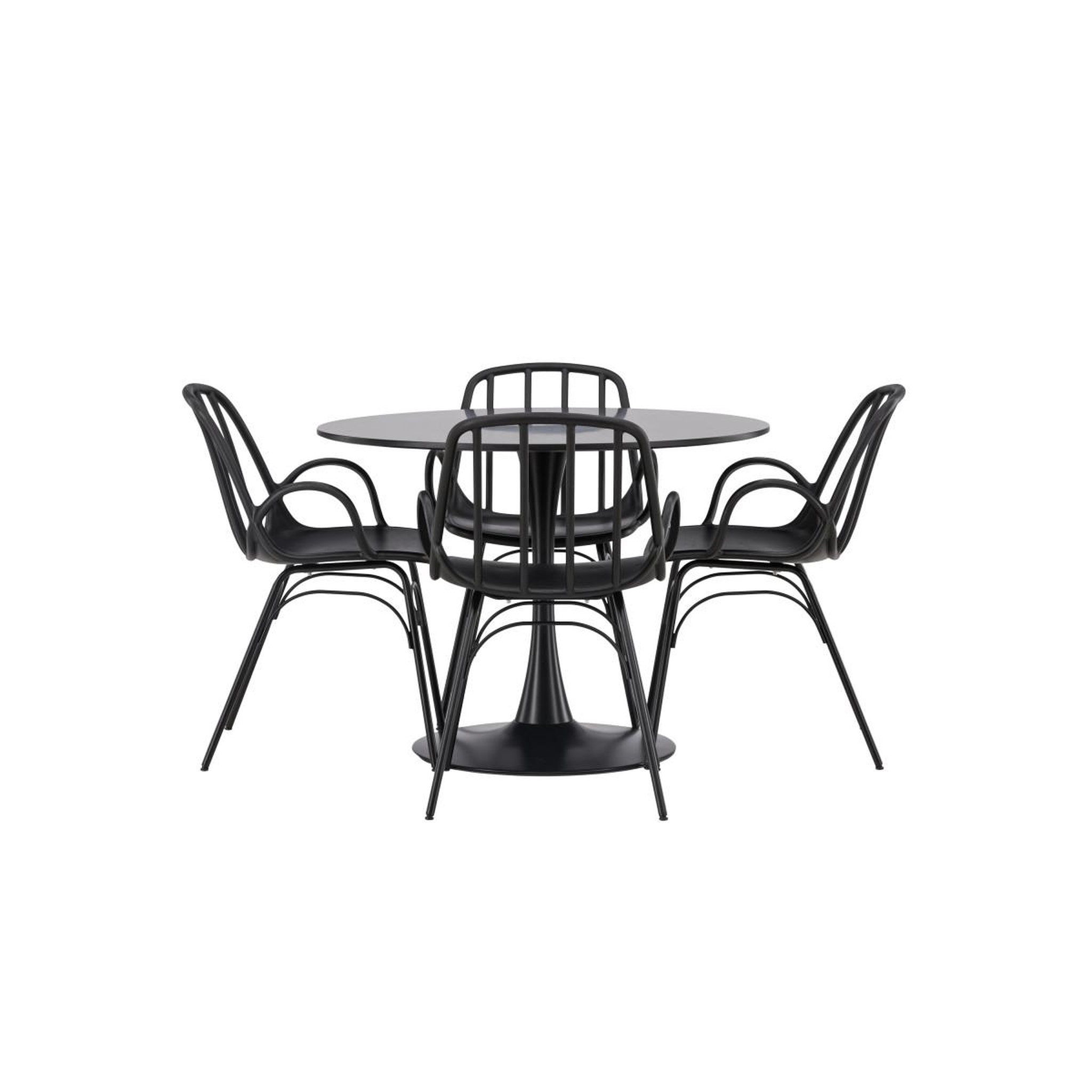 Voir la diapositive 2 : Paris Prix Ensemble table à manger & 4 chaises  glade & dyron  100cm noir
